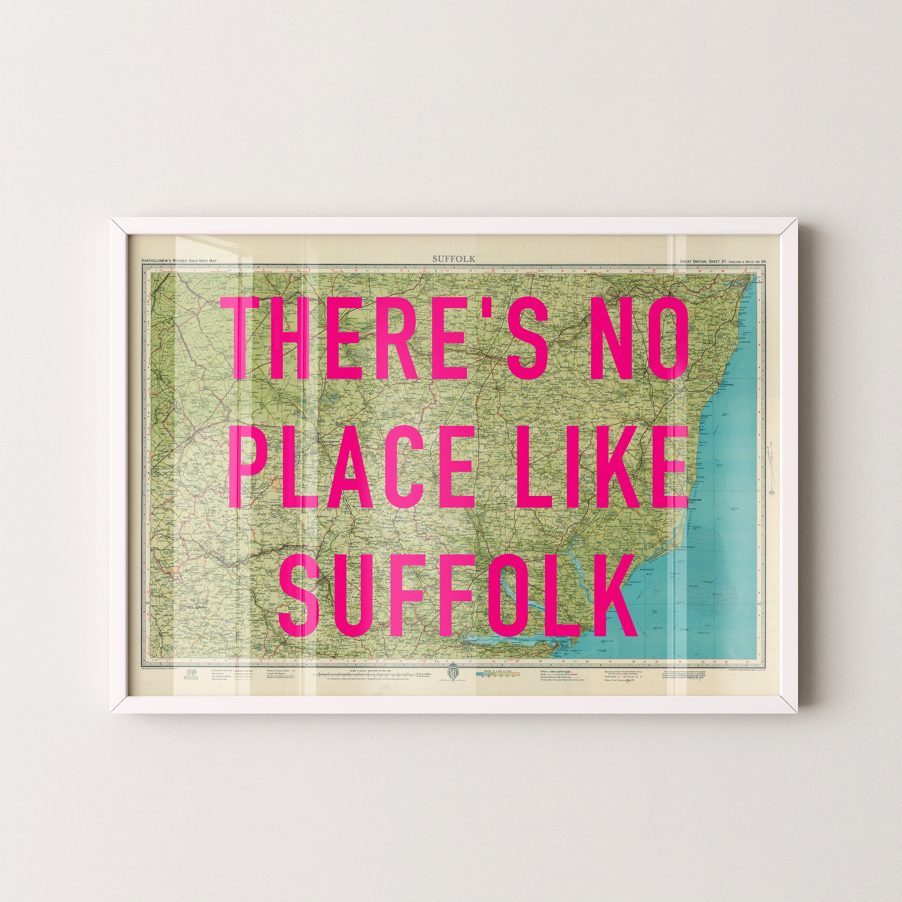 Suffolk Pop Art Map Print (landscape)