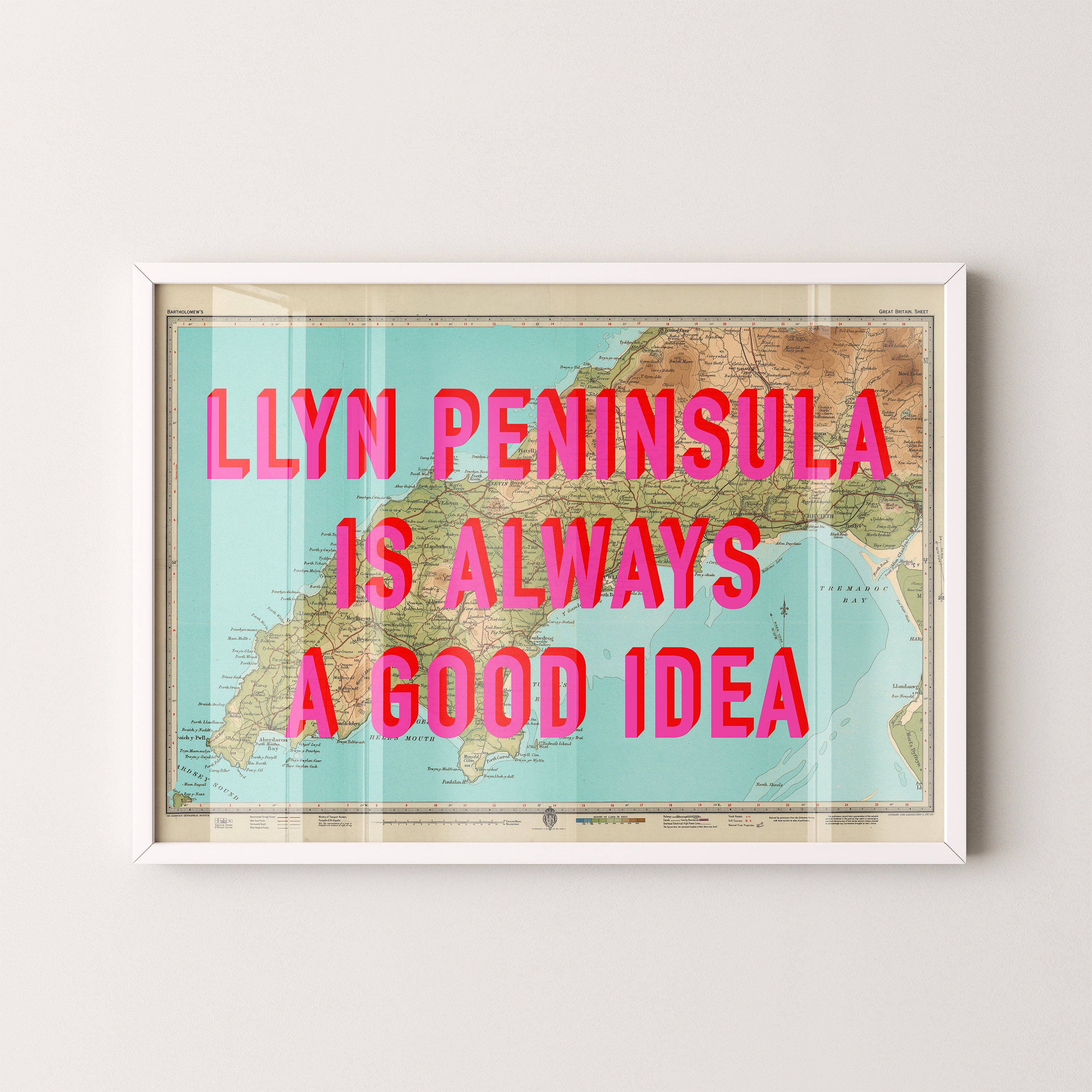 Llyn Peninsula Pop Art Map Print (landscape)