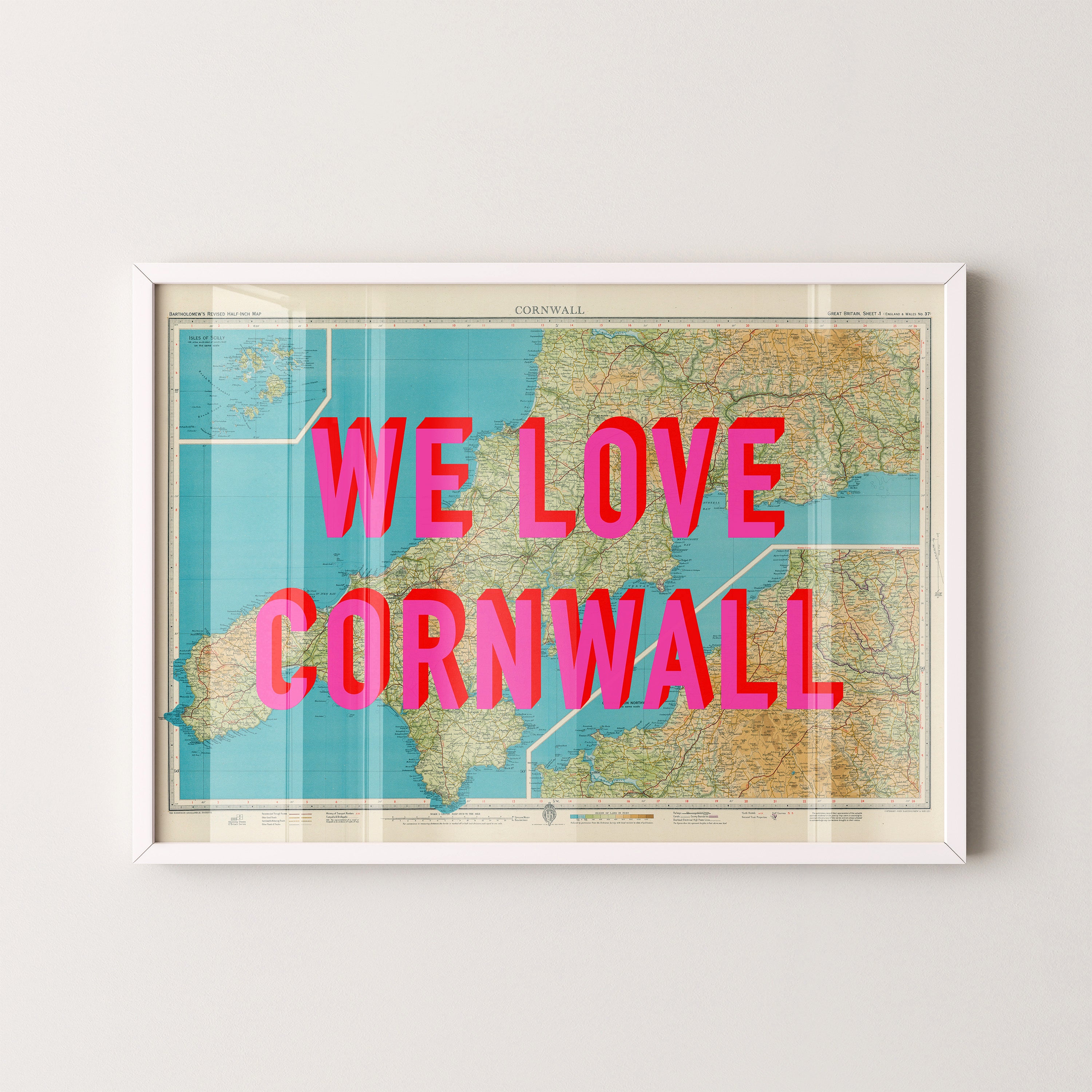 Cornwall Pop Art Map Print (landscape)