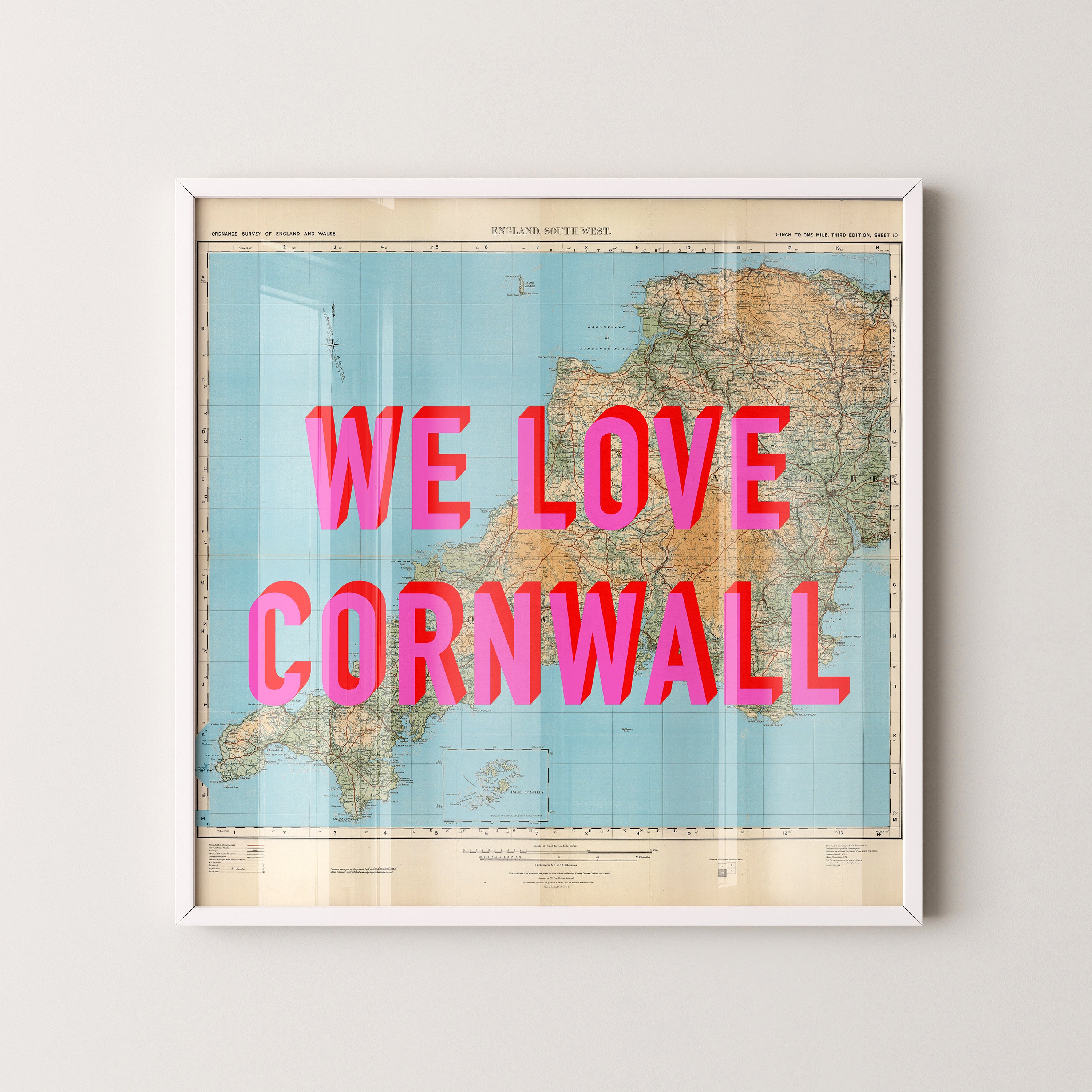 Cornwall Pop Art Map Print (square)