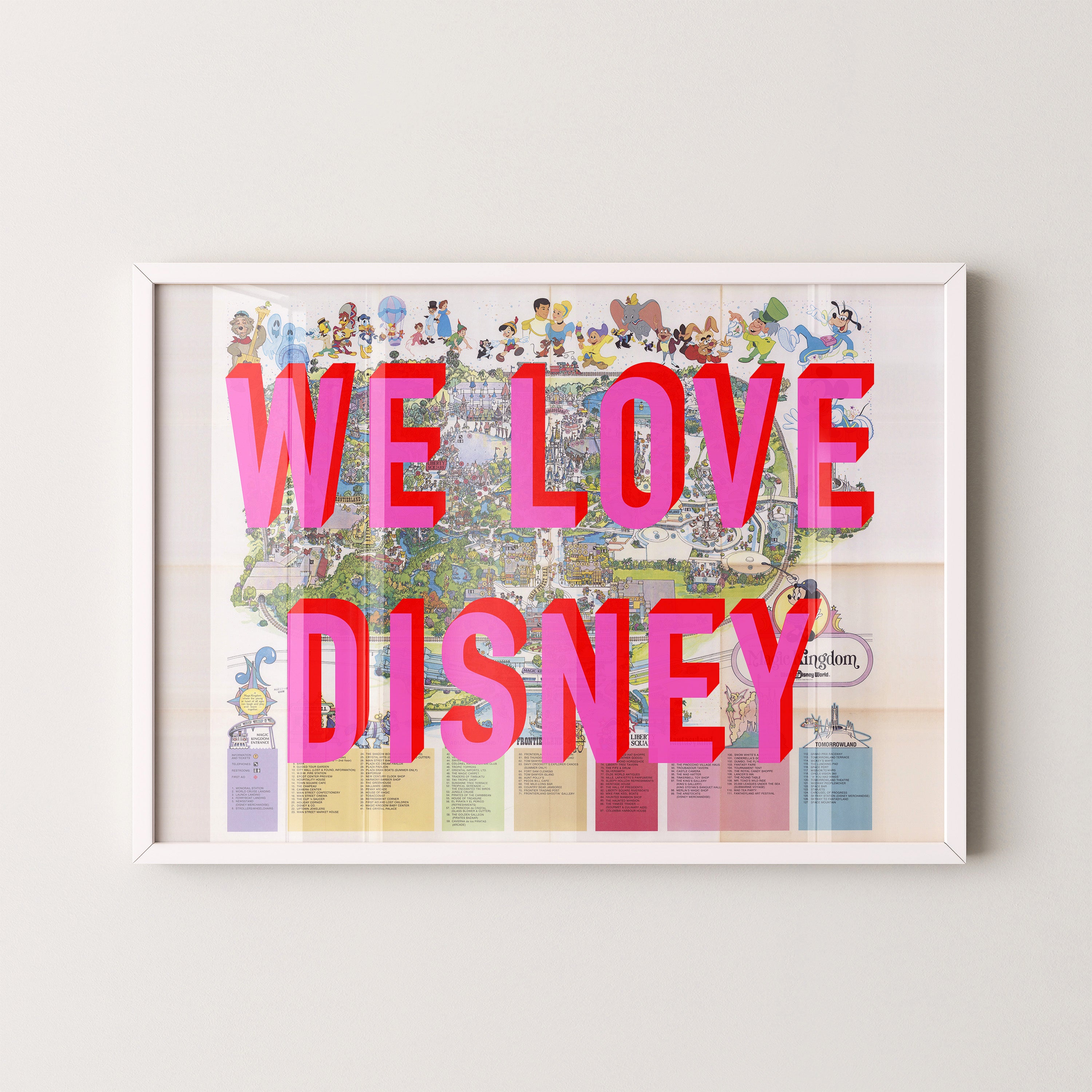 Disney World Florida Theme Park Pop Art Map Print (landscape)