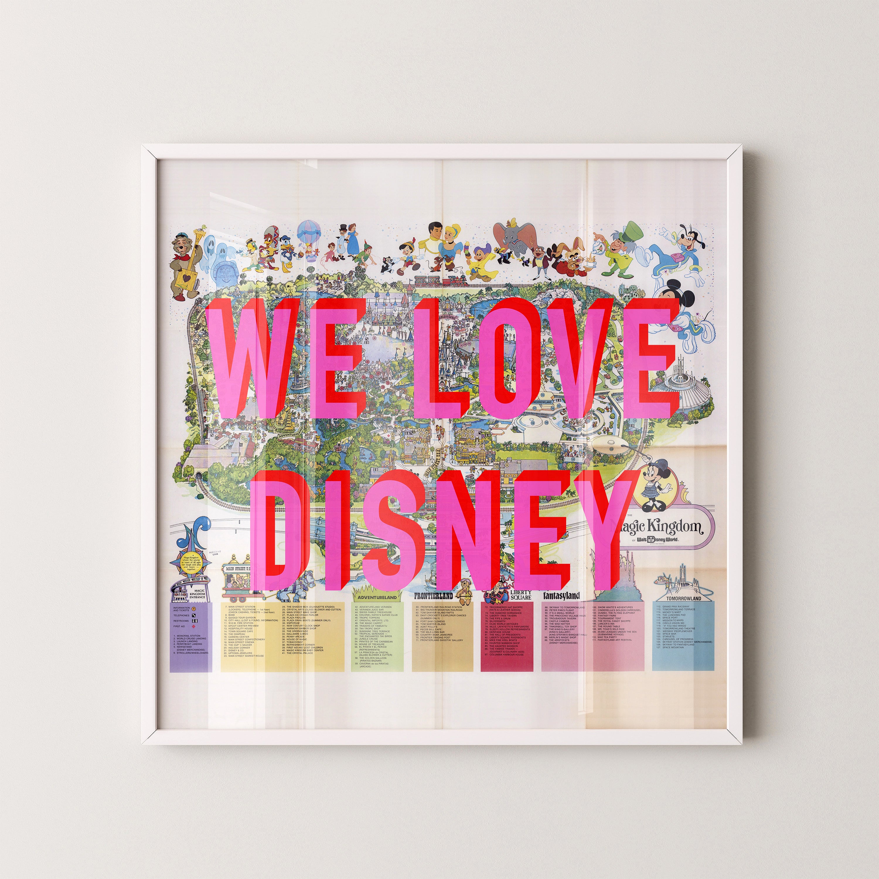 Disney World Florida Theme Park Pop Art Map Print (square)