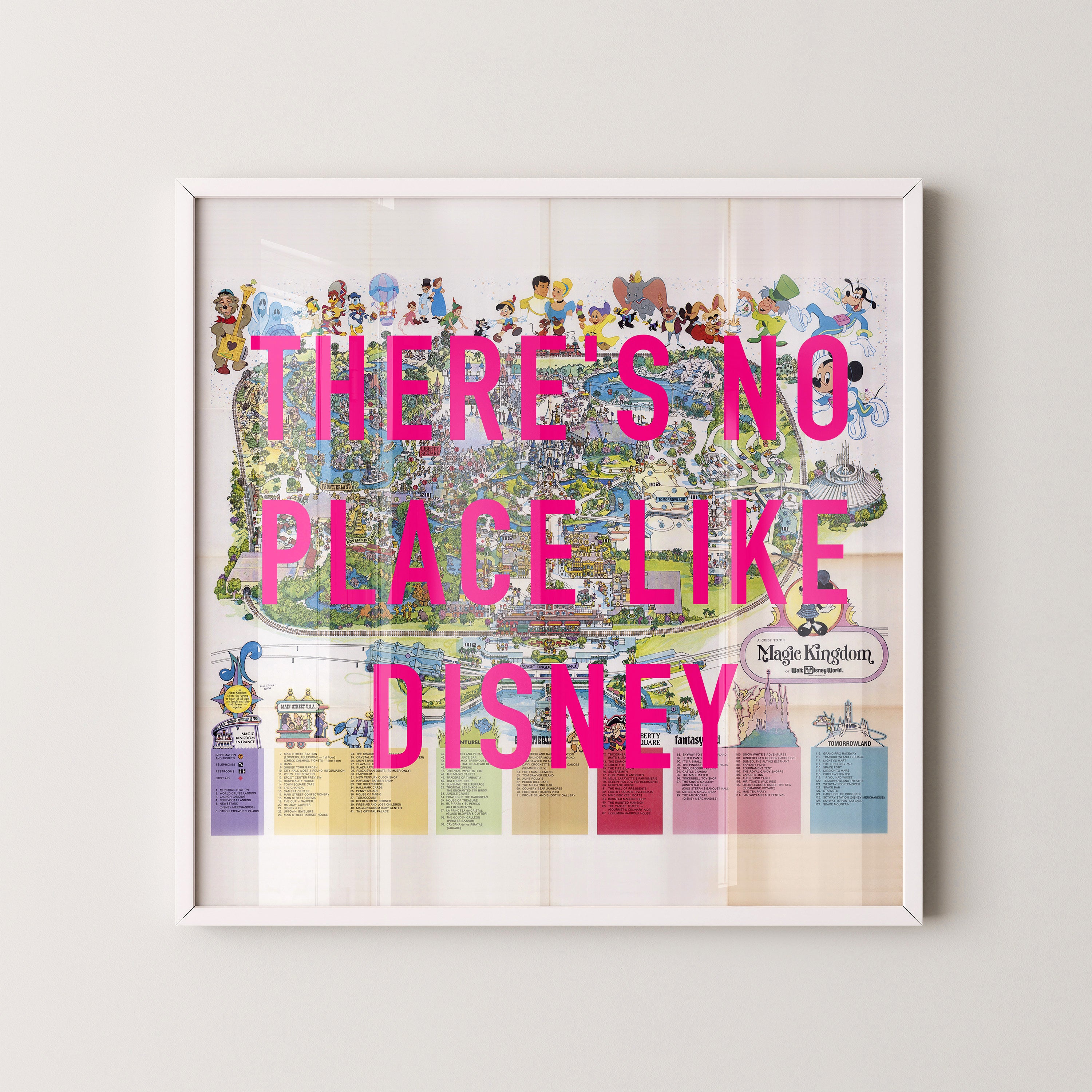 Disney World Florida Theme Park Pop Art Map Print (square)