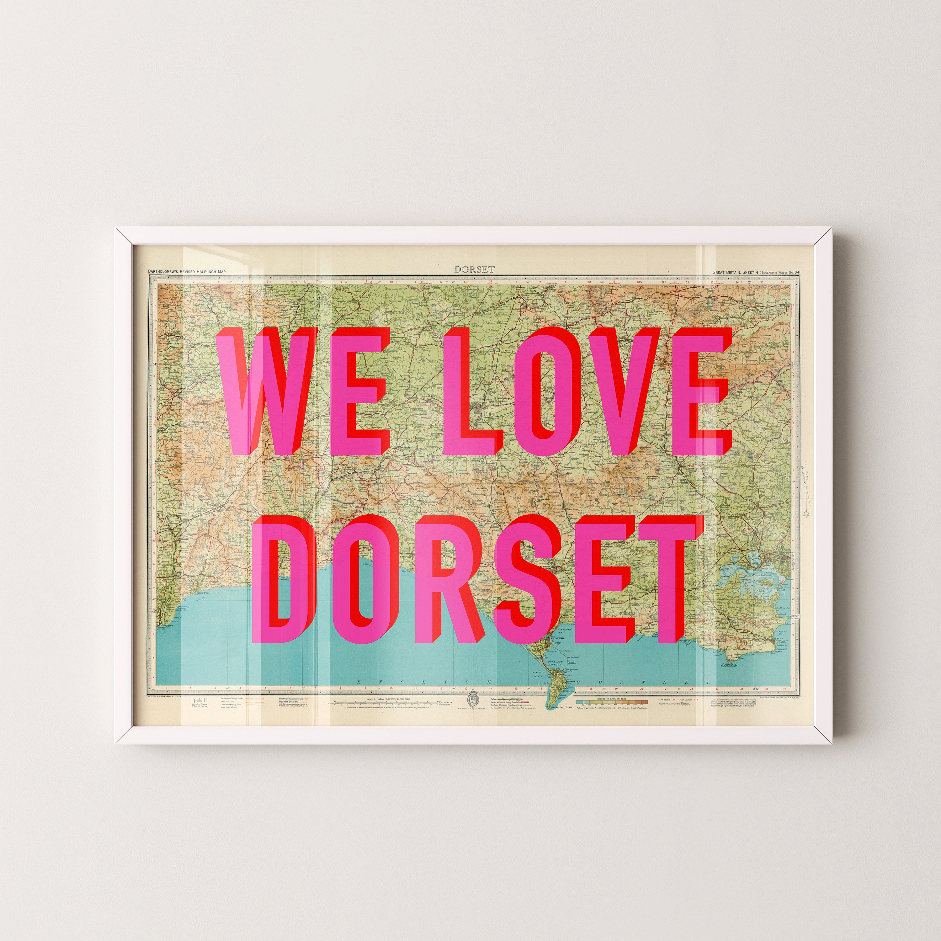 Dorset Pop Art Map Print (landscape)