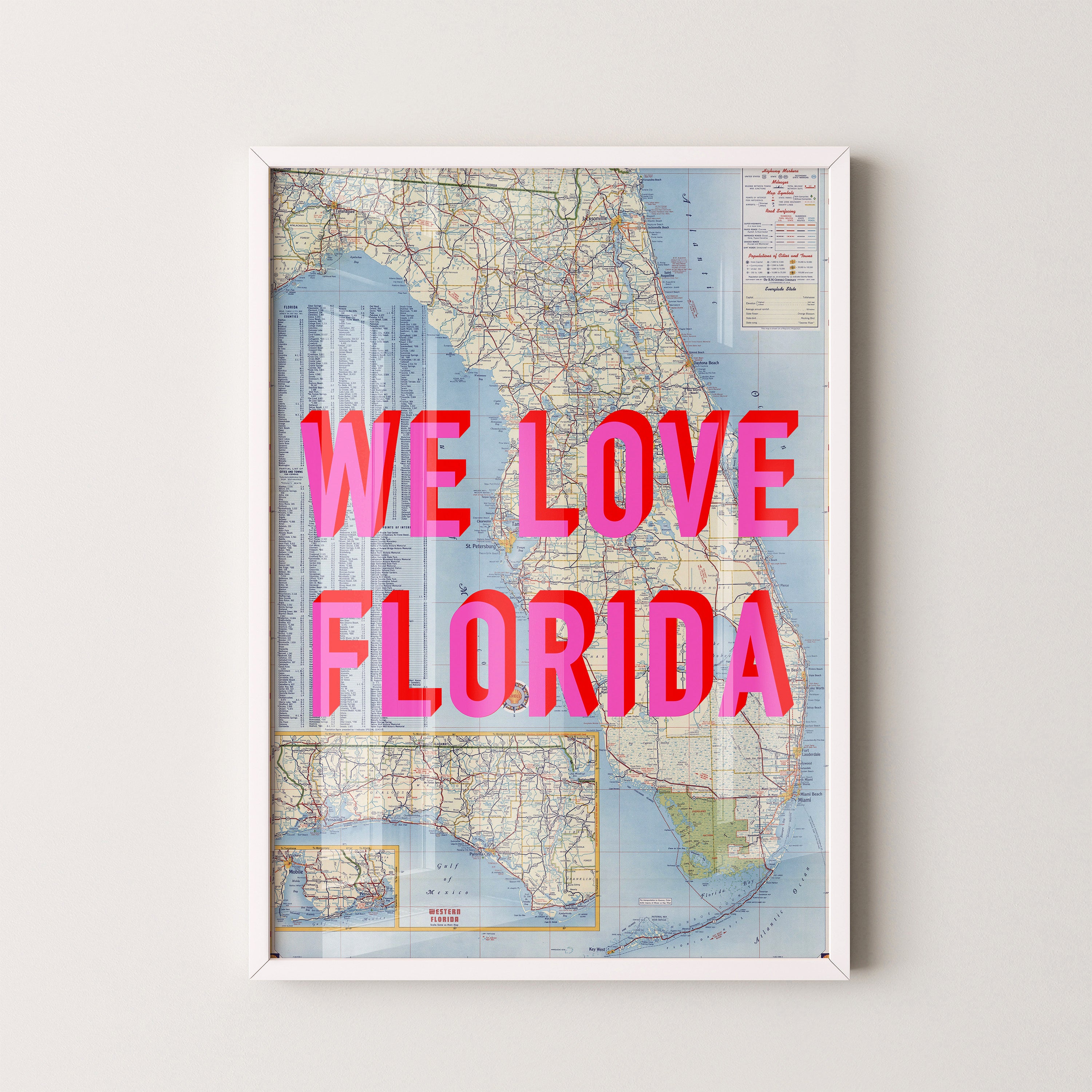 Florida Pop Art Map Print (portrait)