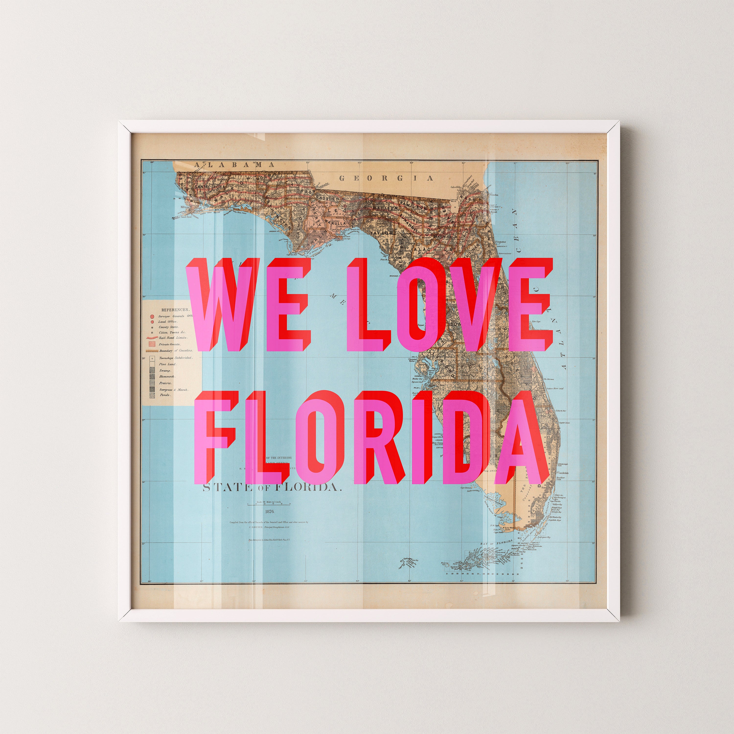 Florida Pop Art Map Print (square)