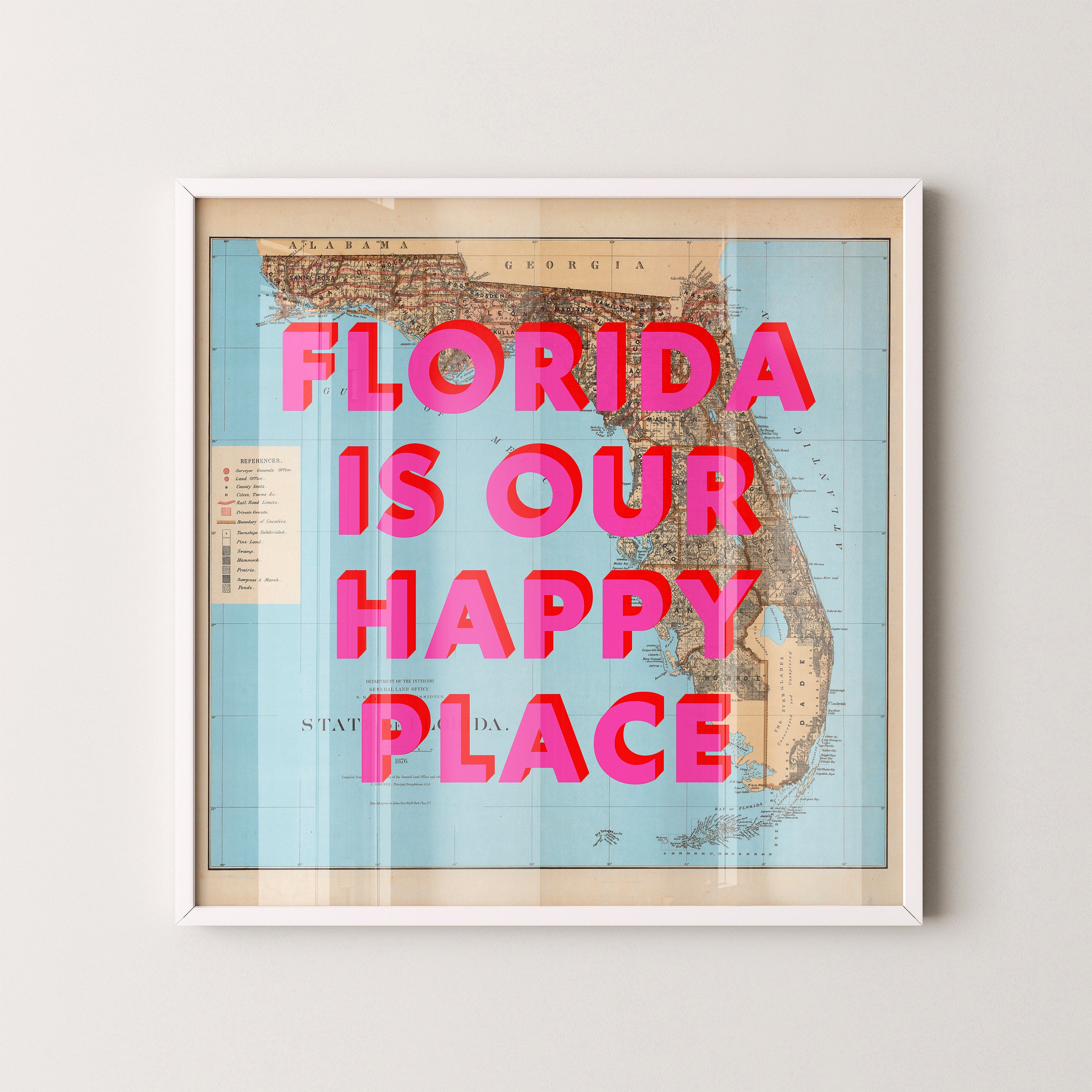Florida Pop Art Map Print (square)