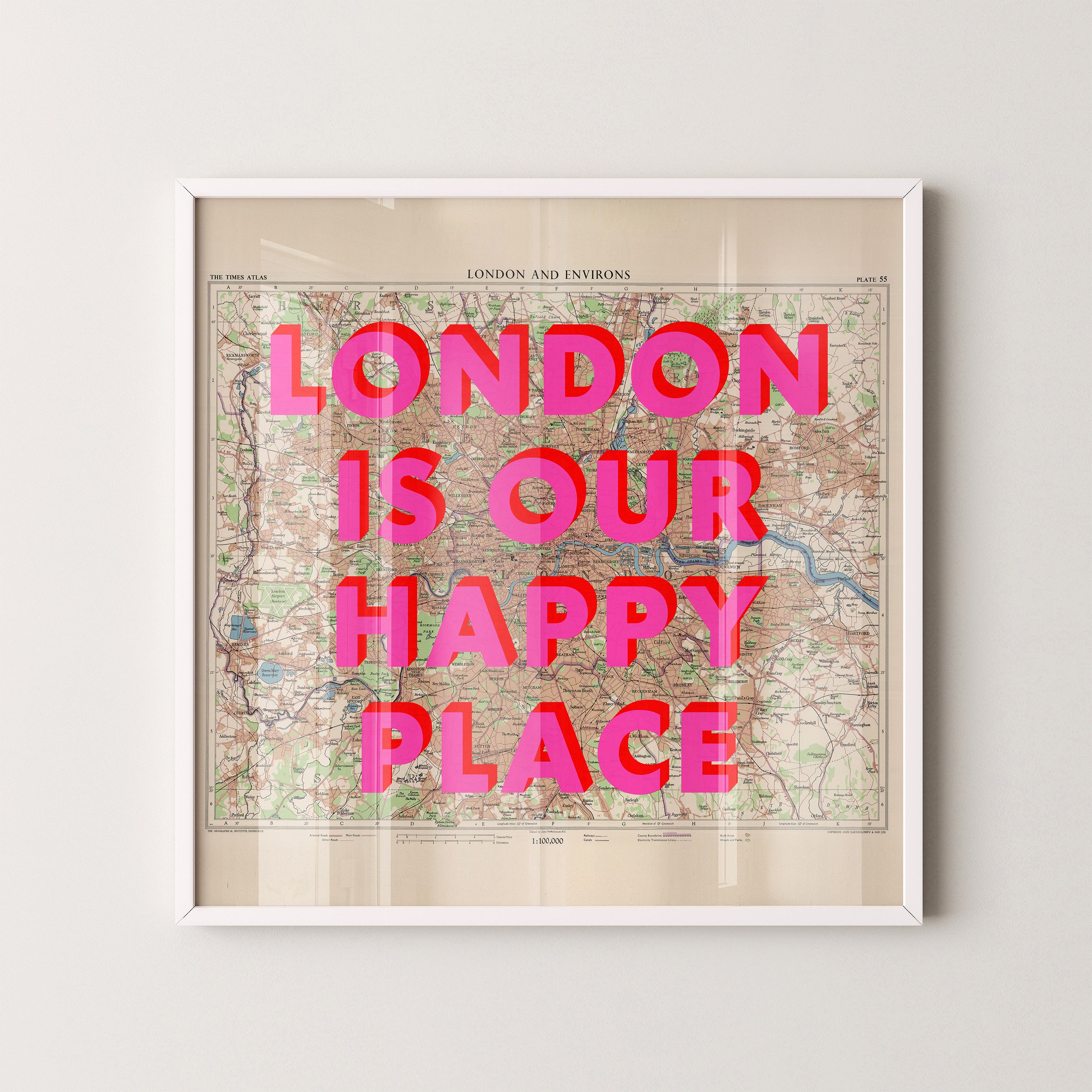 London Pop Art Map Print (square)