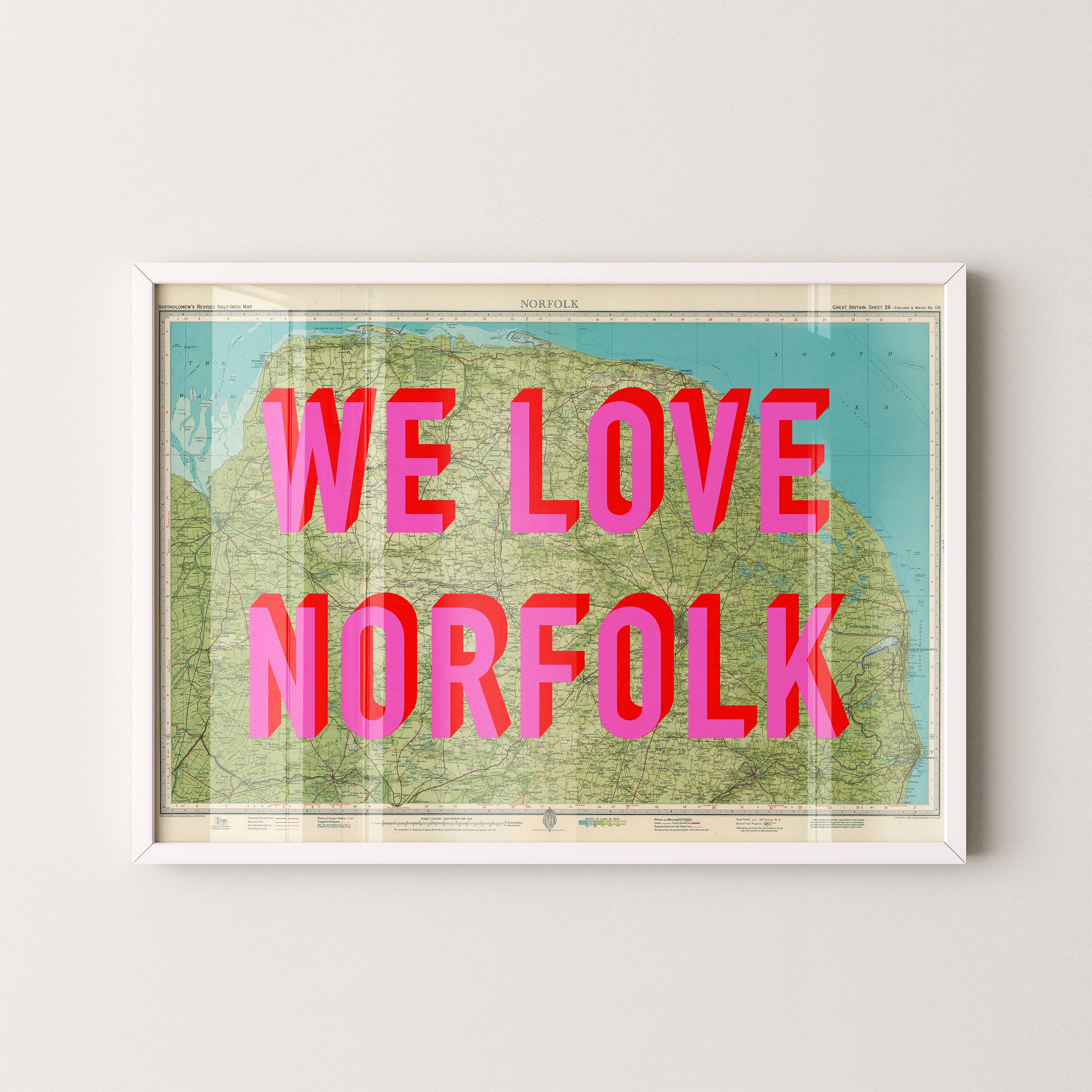 Norfolk Pop Art Map Print (landscape)