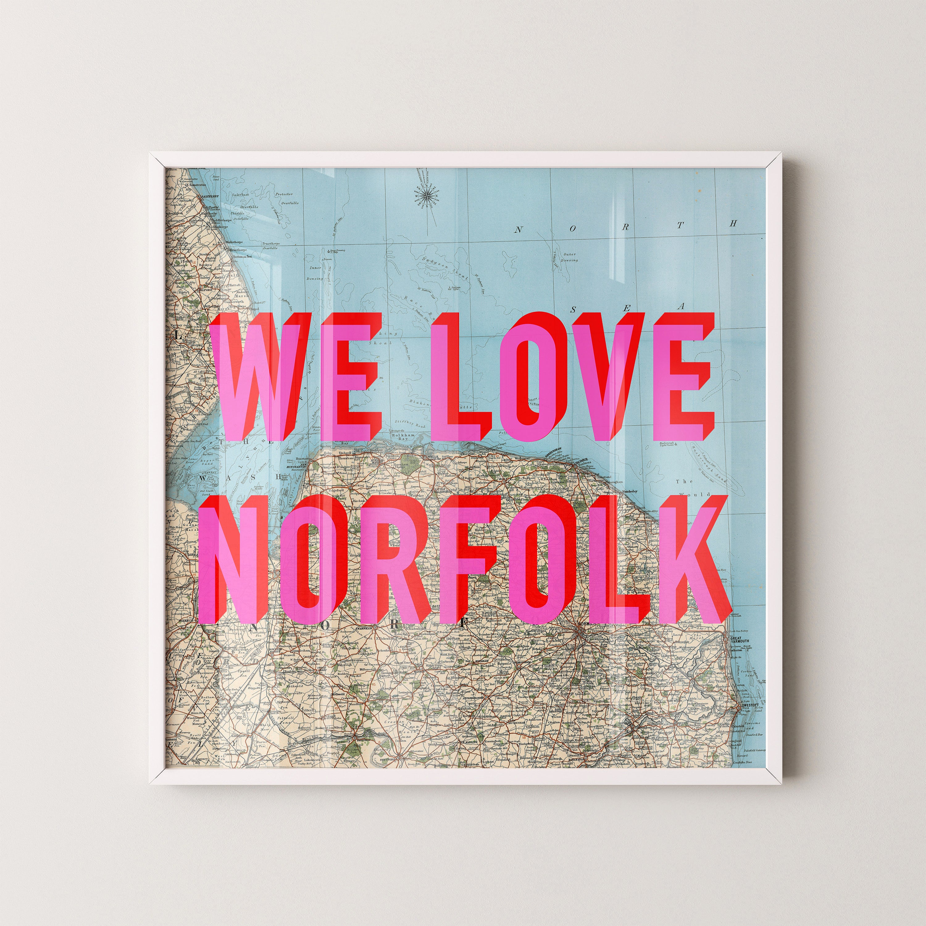 Norfolk Pop Art Map Print (square)
