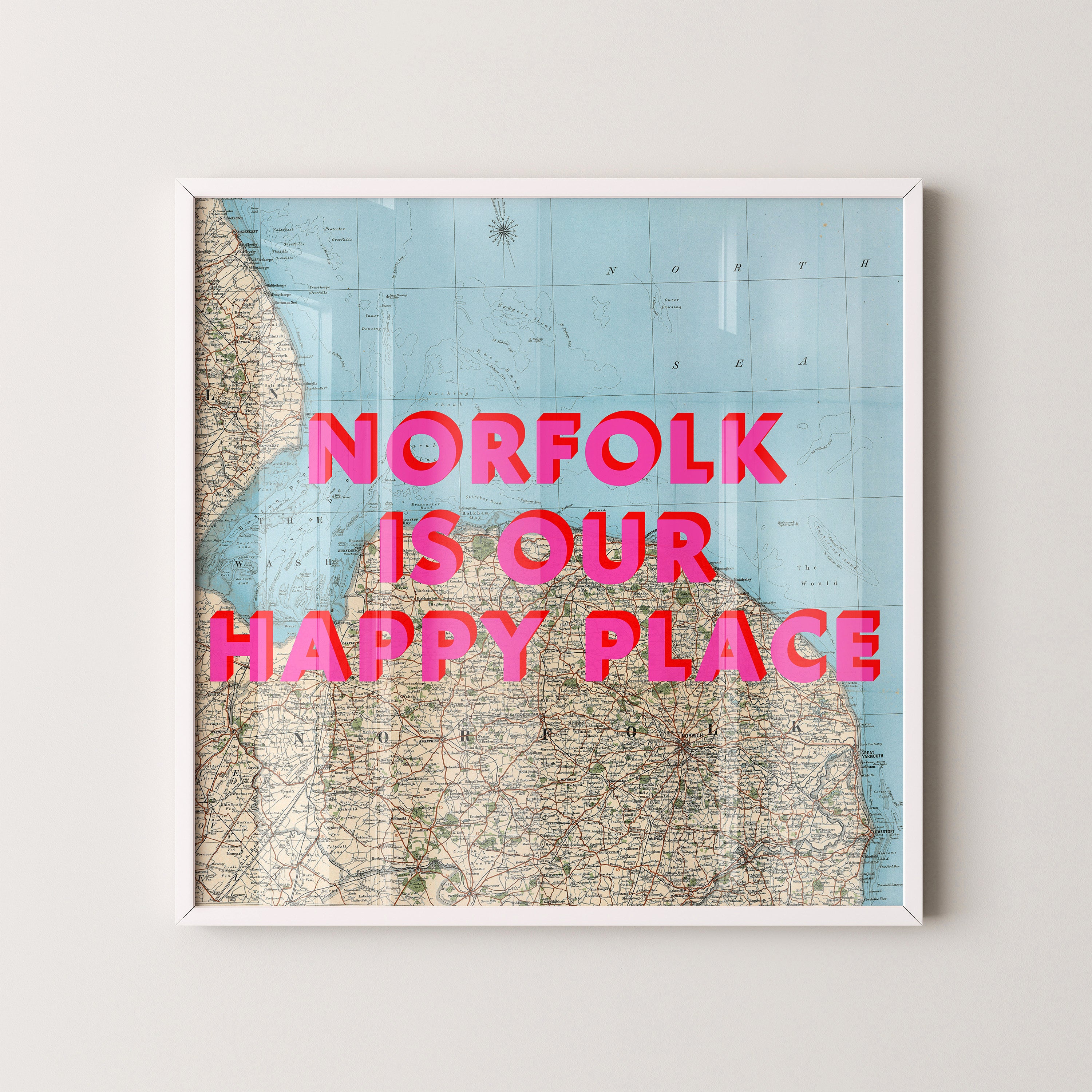 Norfolk Pop Art Map Print (square)