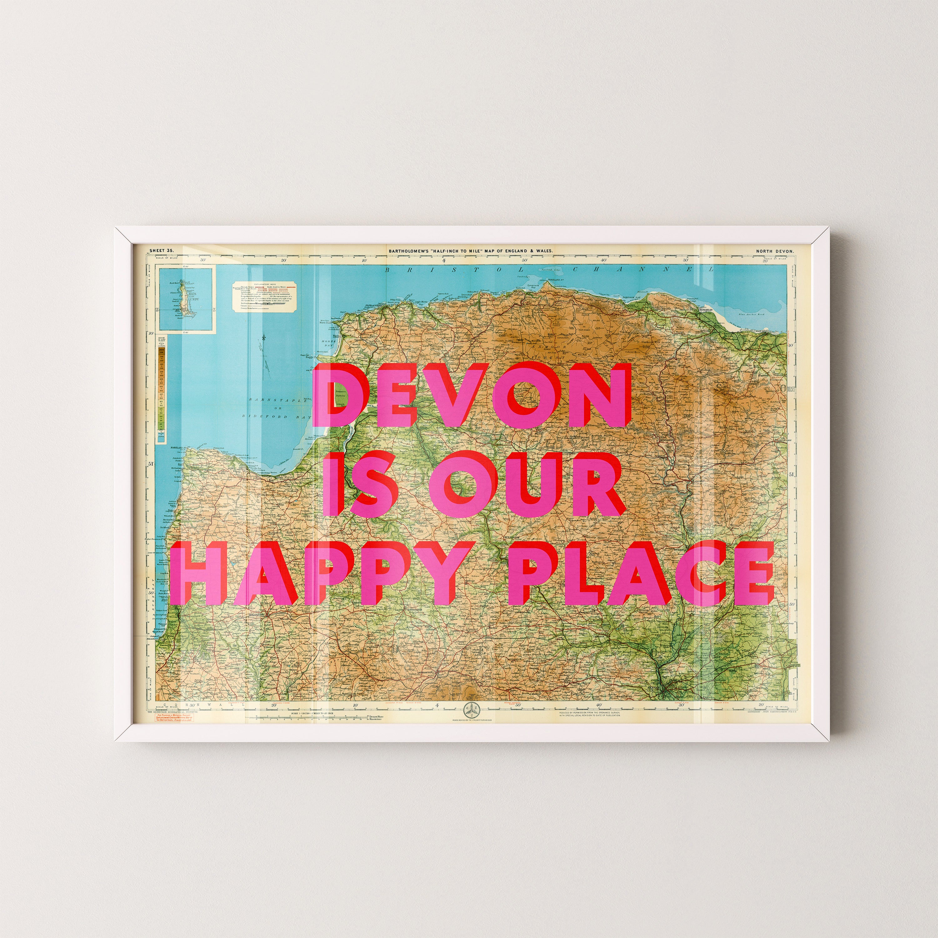 North Devon Pop Art Map Print (landscape)