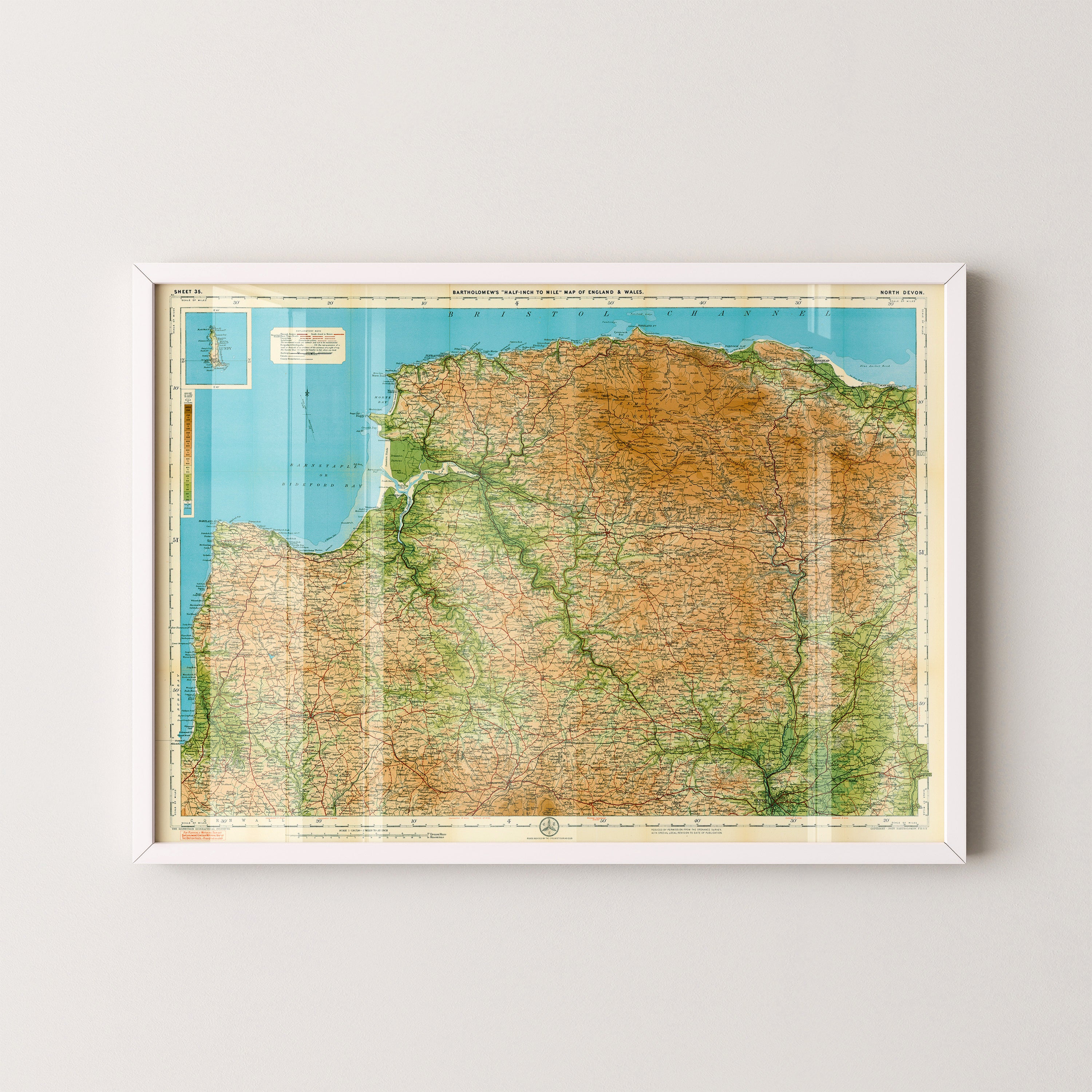 North Devon Pop Art Map Print (landscape)