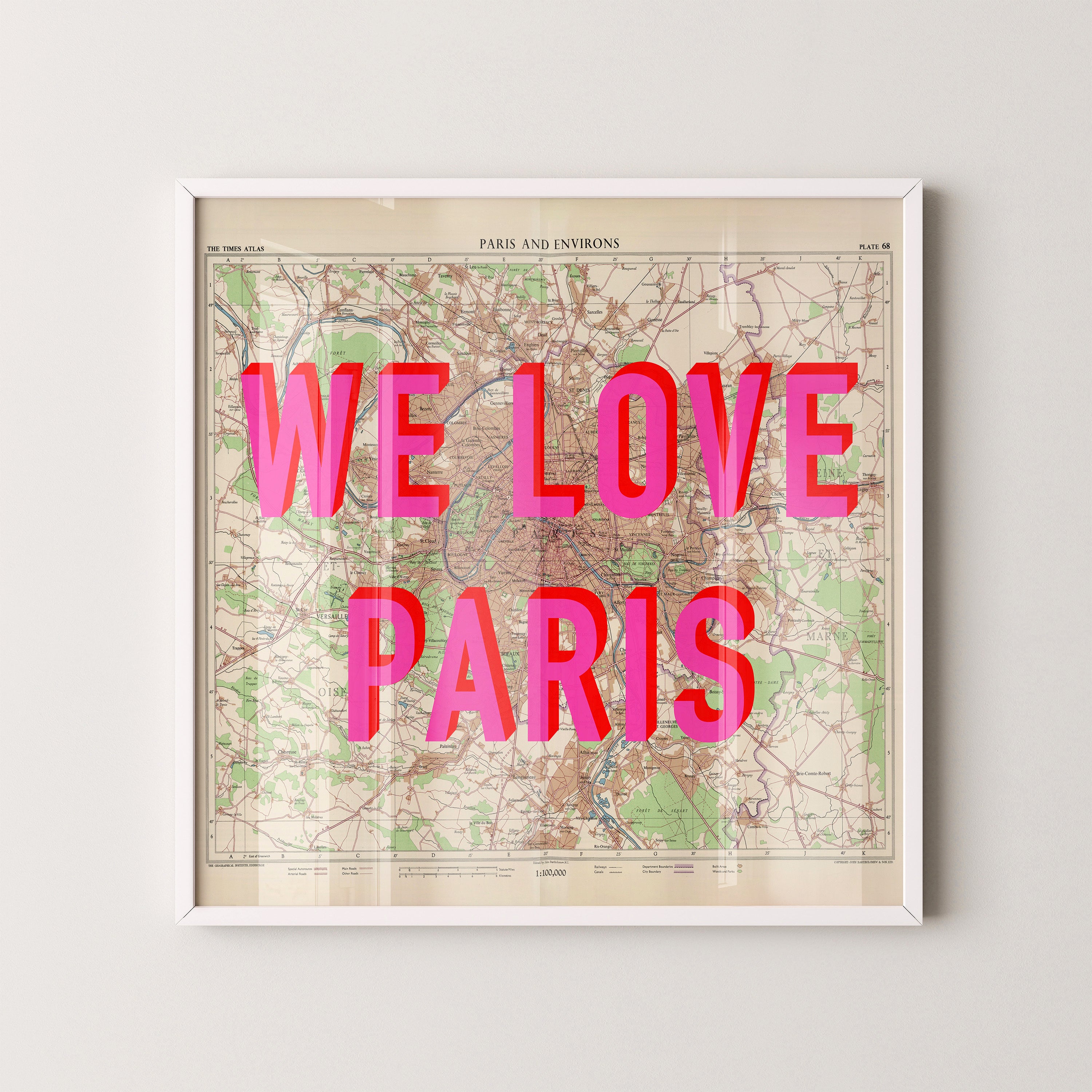 Paris Pop Art Map Print (square)