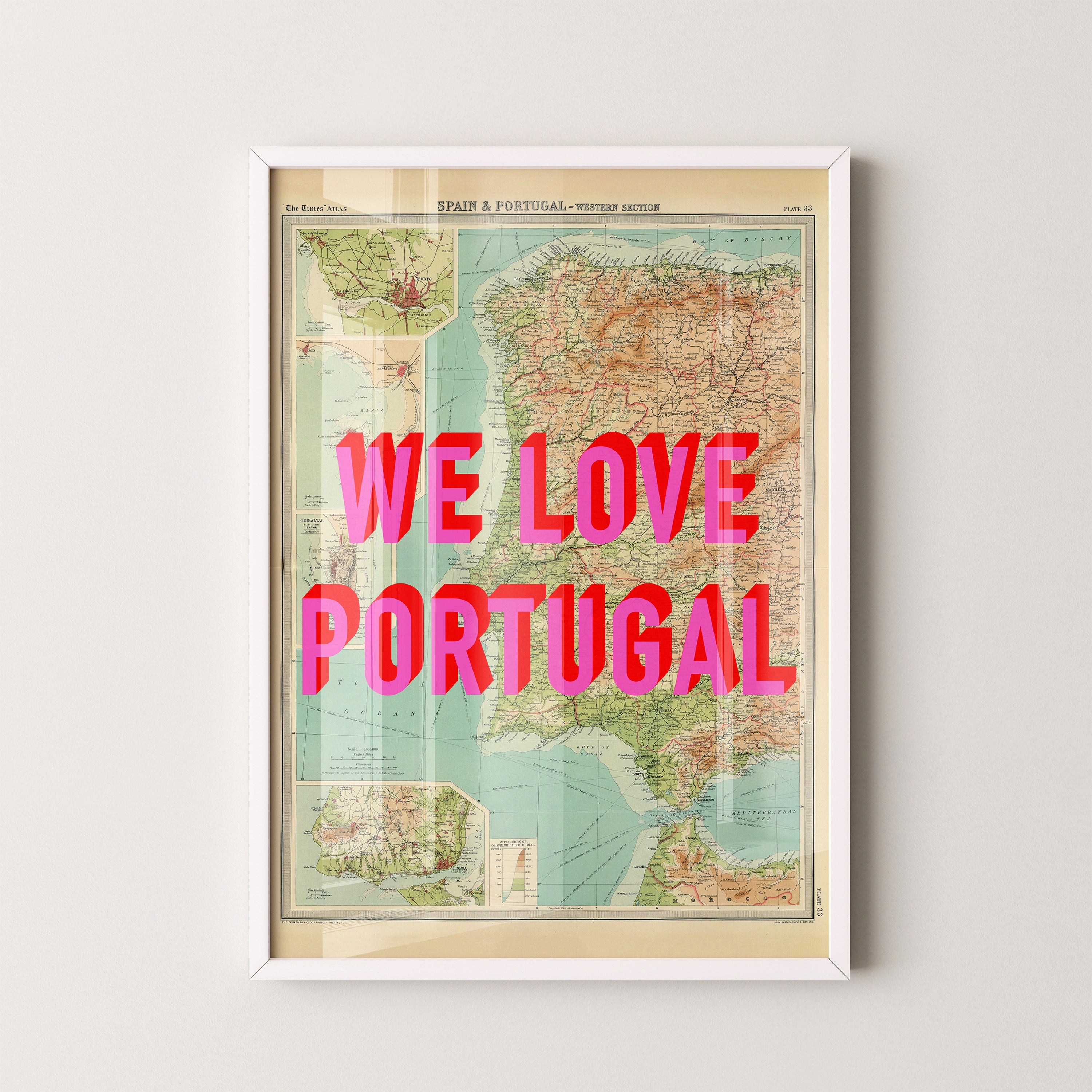 Portugal Pop Art Map Print (portrait)