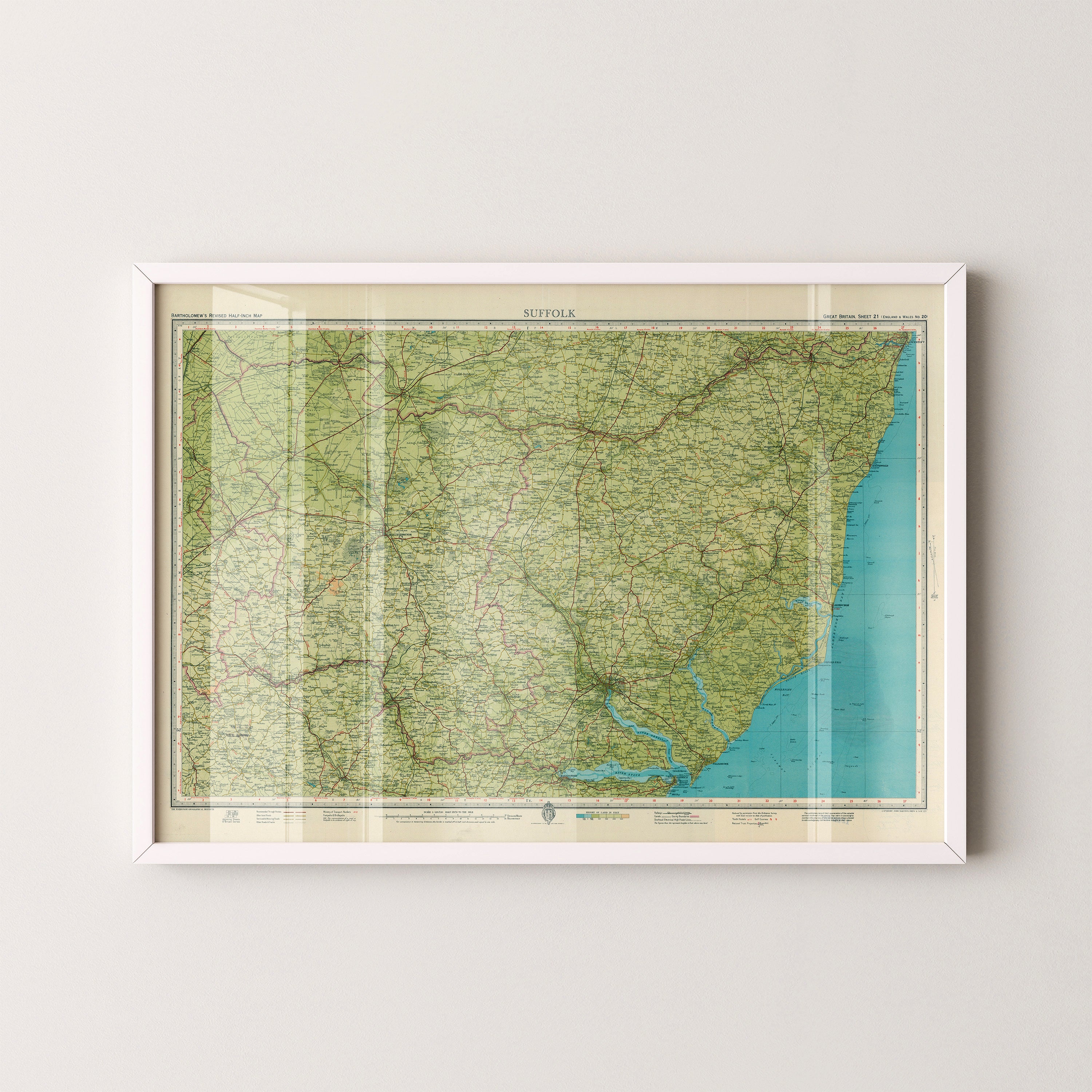 Suffolk Pop Art Map Print (landscape)