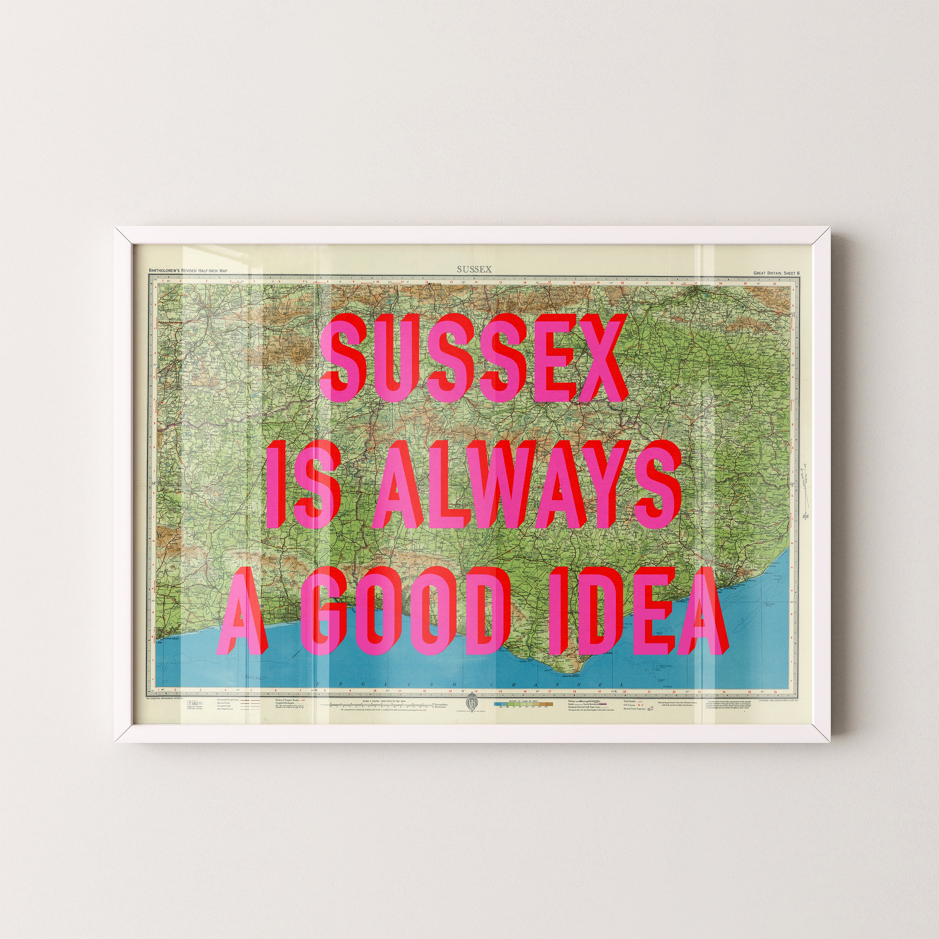 Sussex Pop Art Map Print (landscape)
