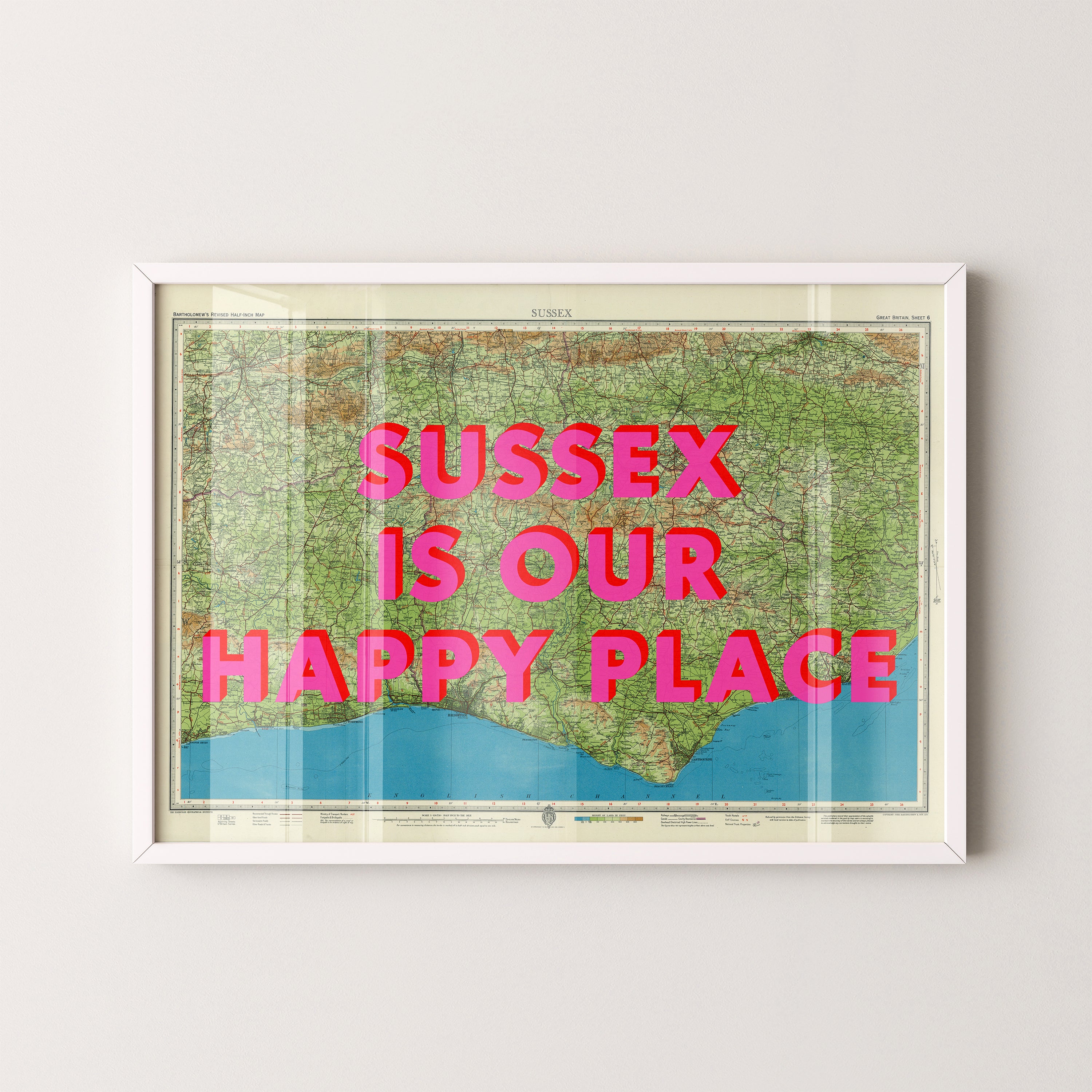Sussex Pop Art Map Print (landscape)