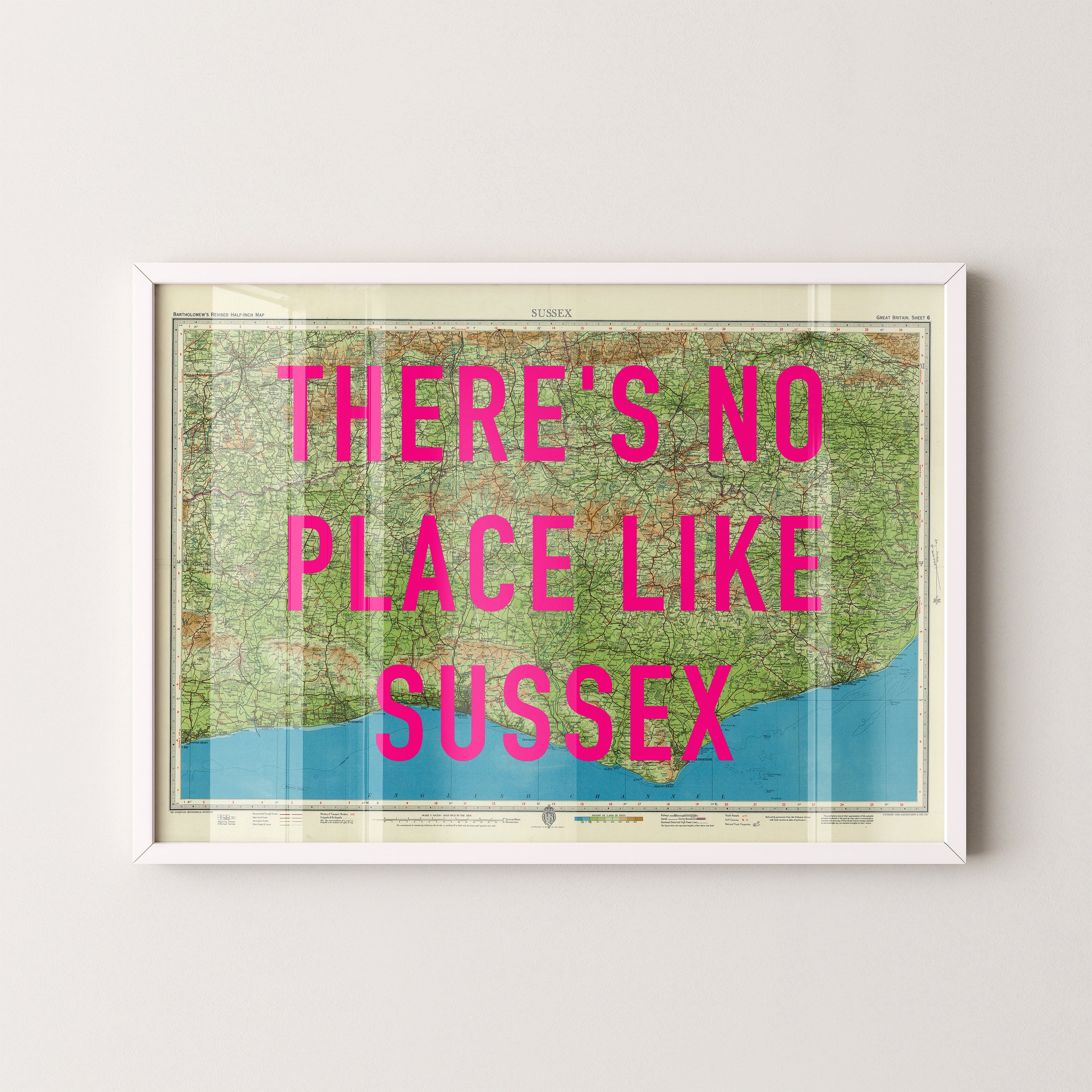 Sussex Pop Art Map Print (landscape)