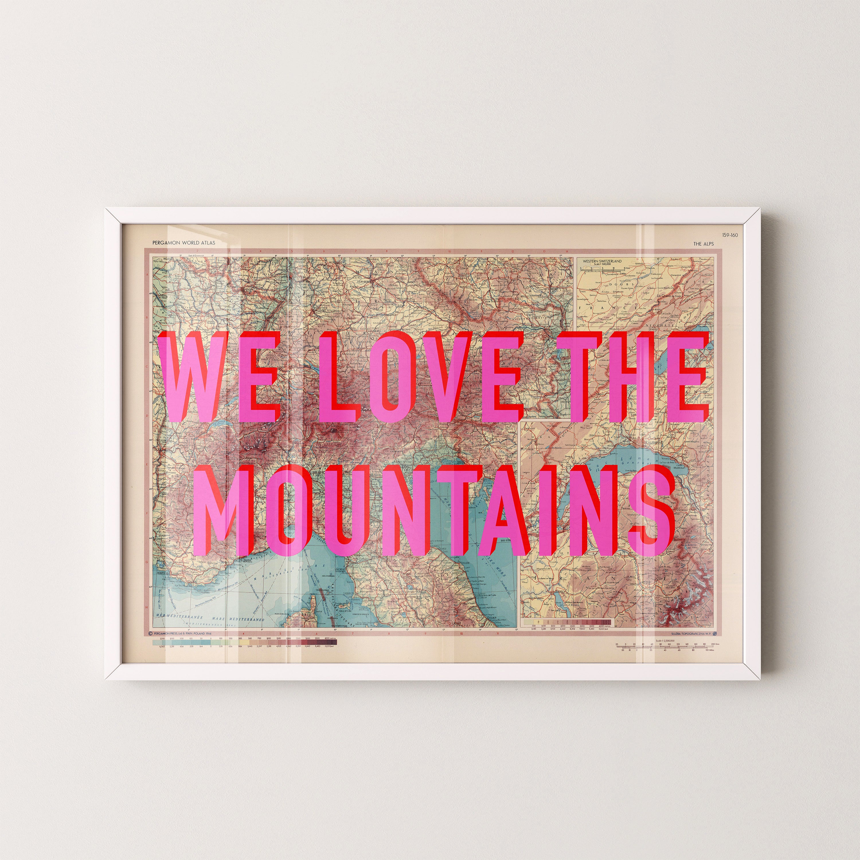The Alps Pop Art Map Print (landscape)