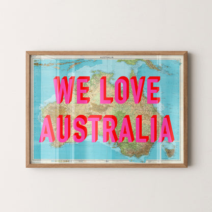 Australia Pop Art Map Print (landscape)