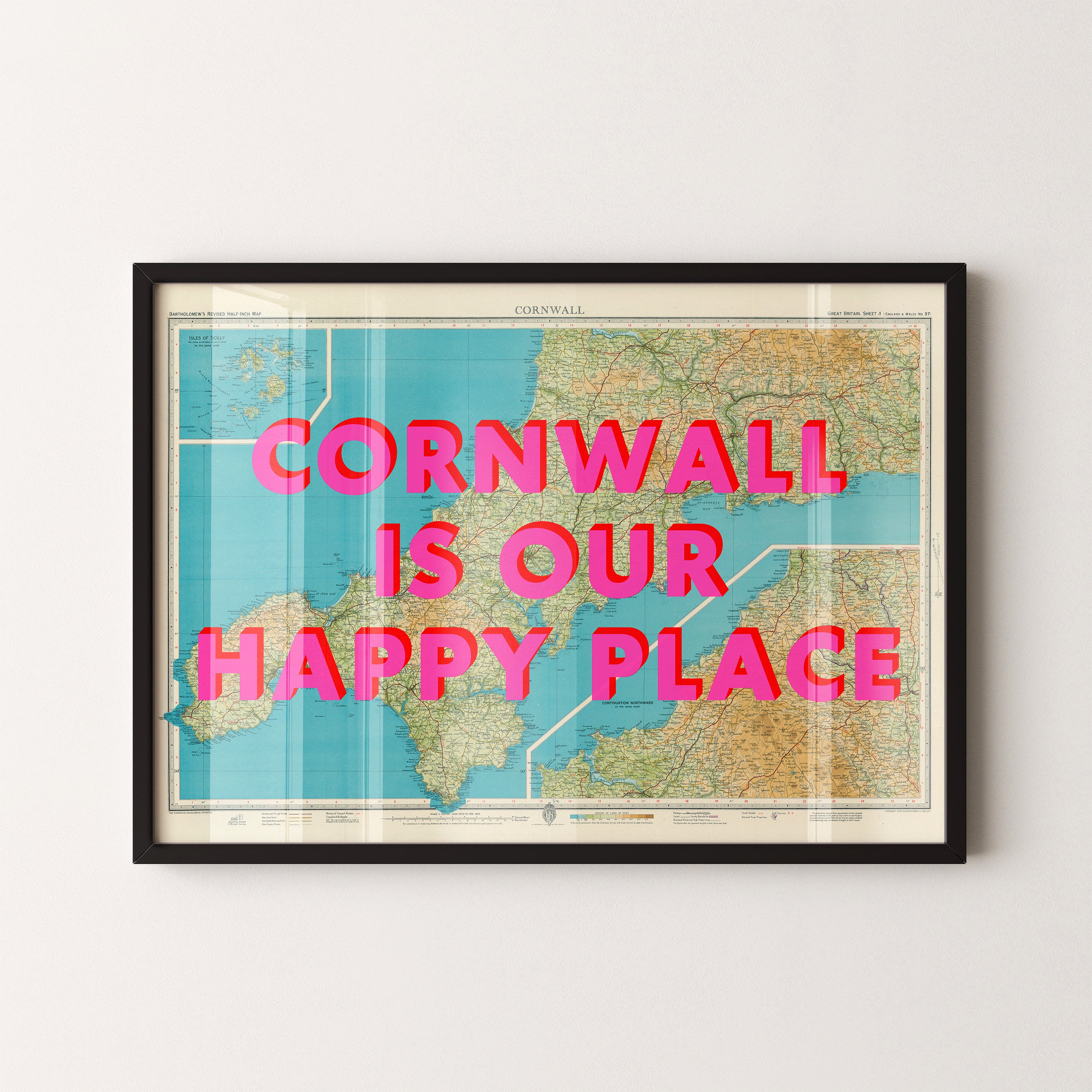Cornwall Pop Art Map Print (landscape)