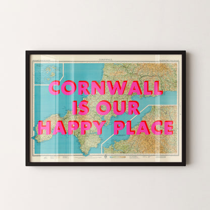 Cornwall Pop Art Map Print (landscape)