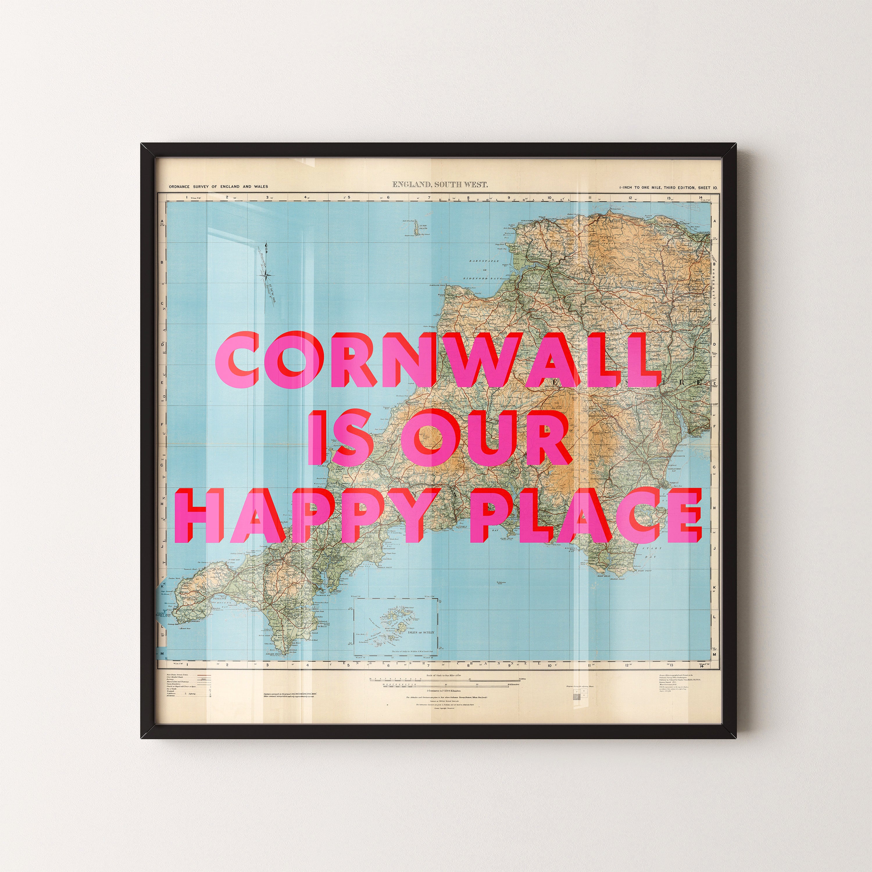 Cornwall Pop Art Map Print (square)
