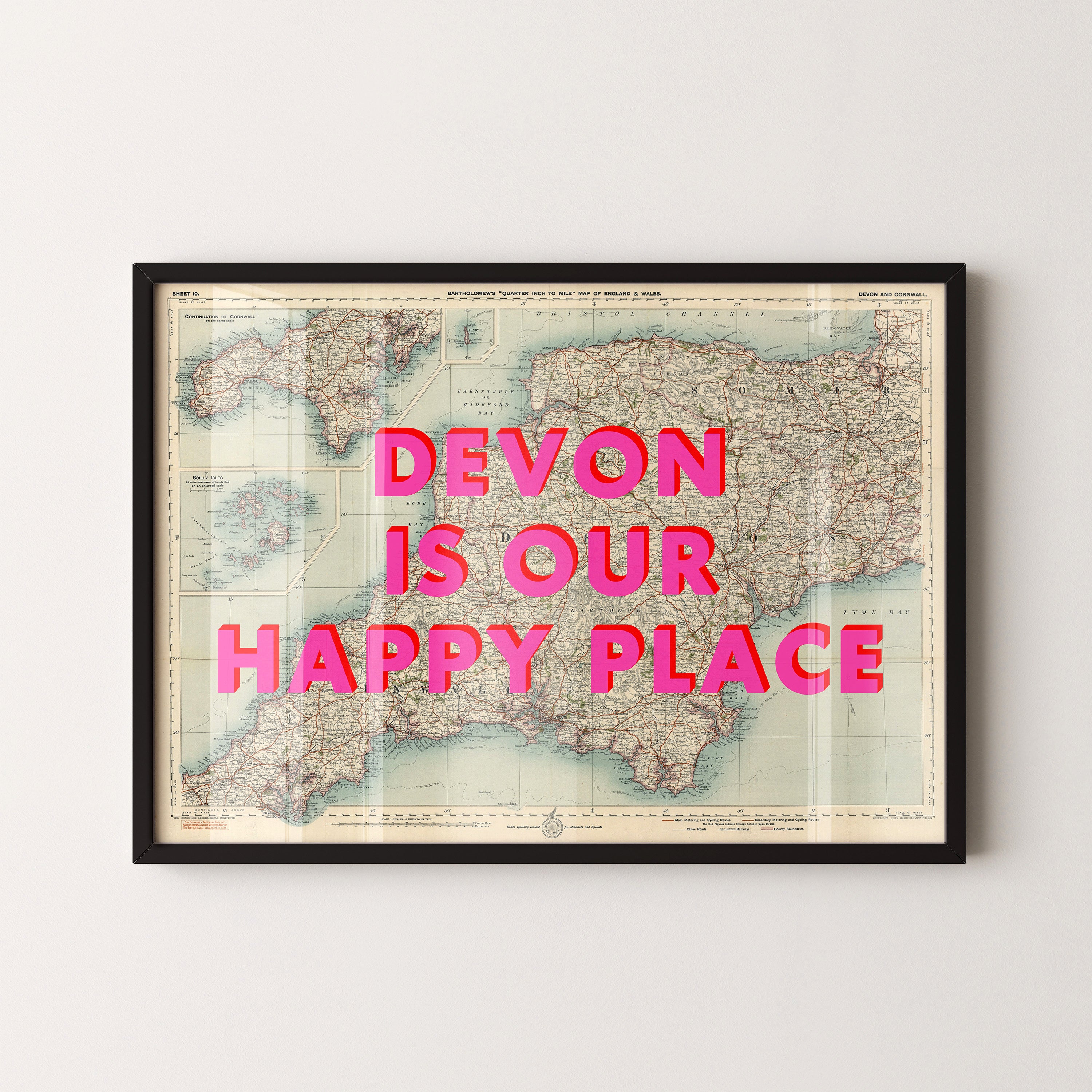 Devon Pop Art Map Print (landscape)