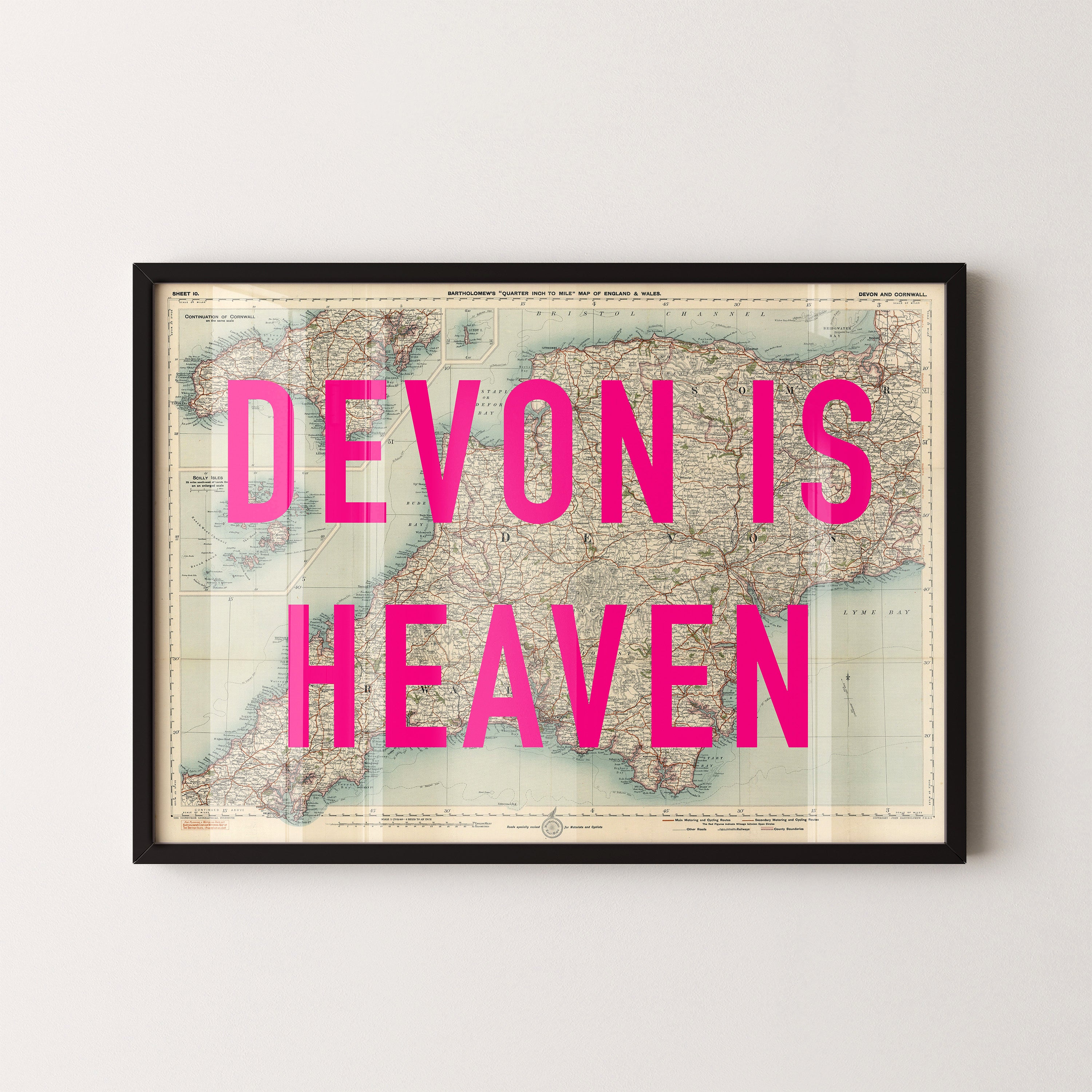 Devon Pop Art Map Print (landscape)