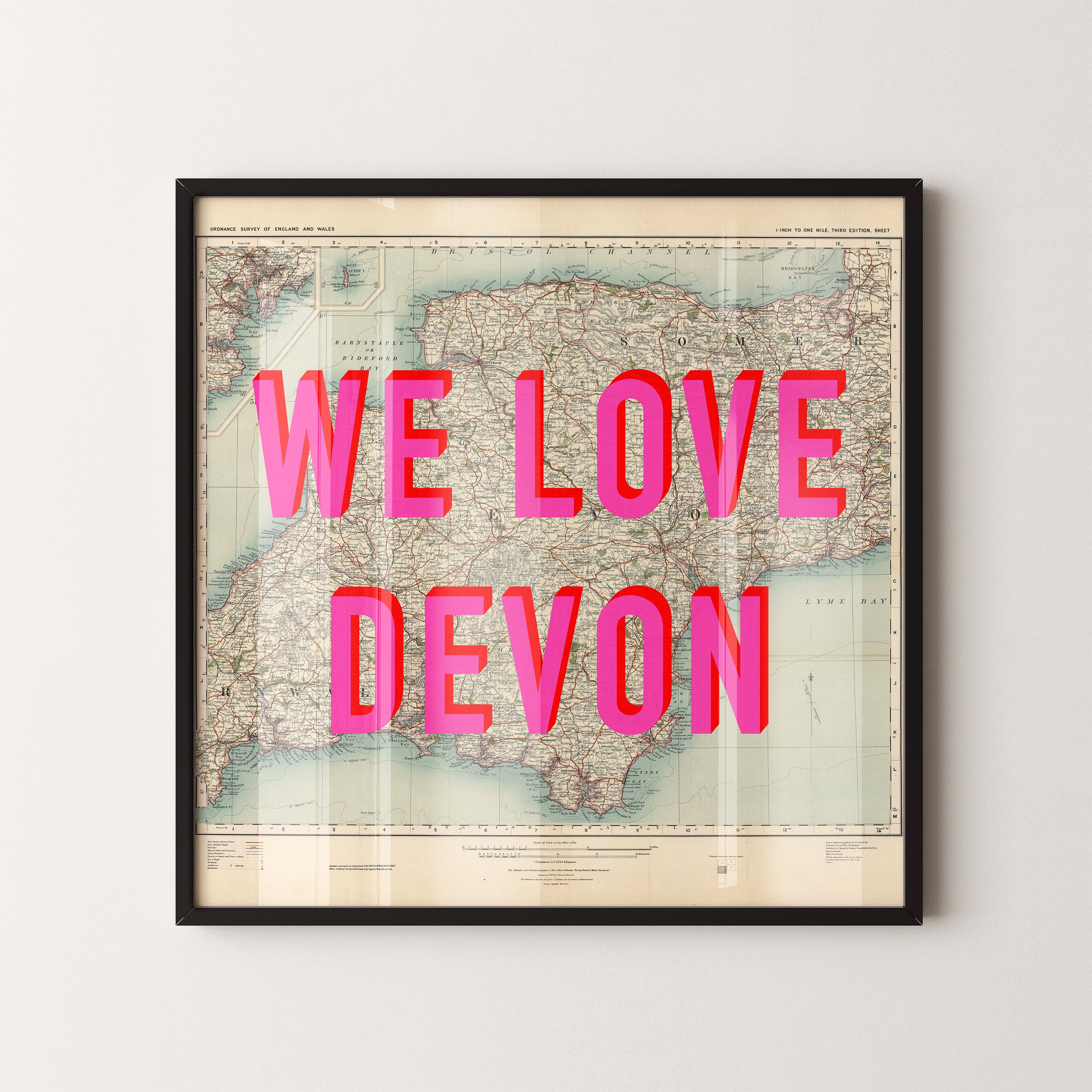 Devon Pop Art Map Print (square)