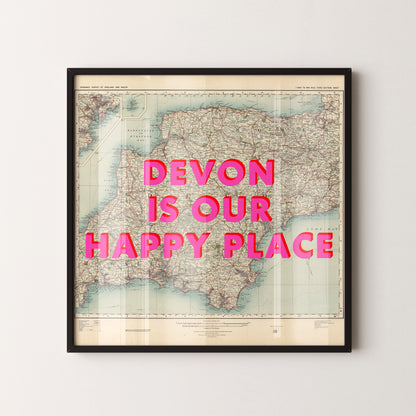 Devon Pop Art Map Print (square)