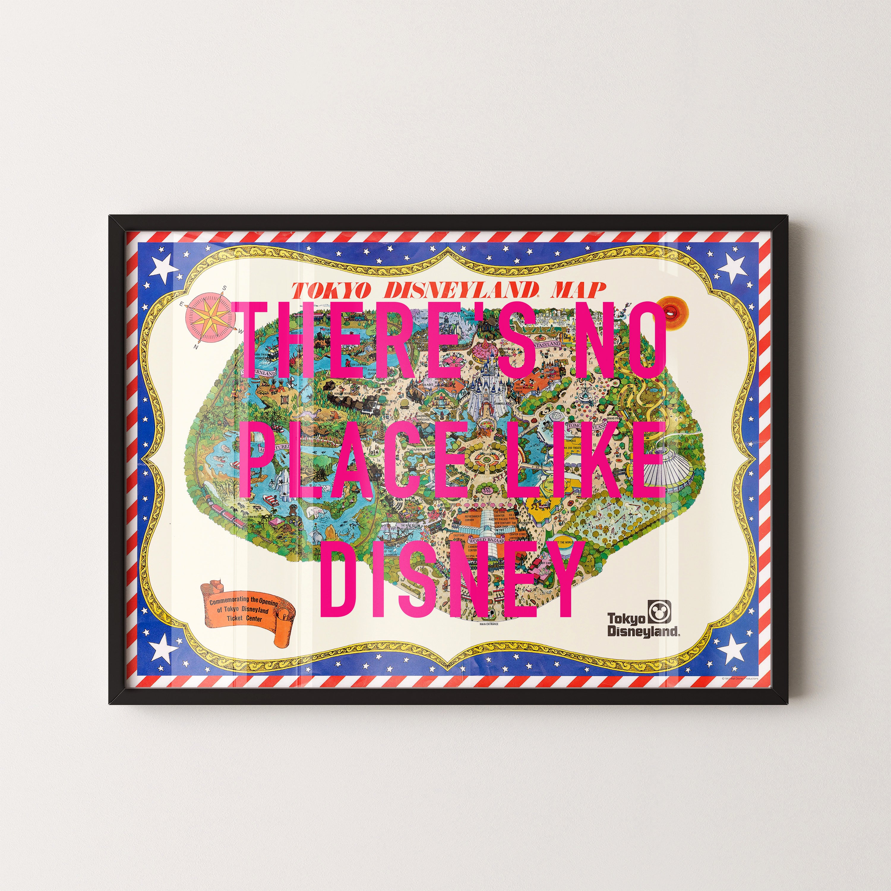 Disneyland Tokyo Theme Park Pop Art Map Print (landscape)