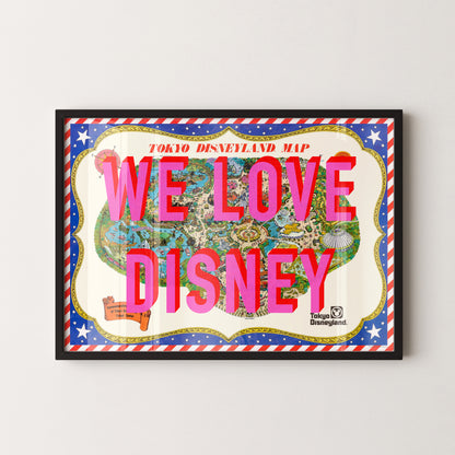 Disneyland Tokyo Theme Park Pop Art Map Print (landscape)