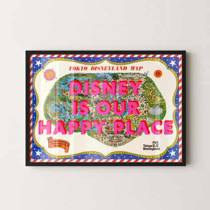Disneyland Tokyo Theme Park Pop Art Map Print (landscape)