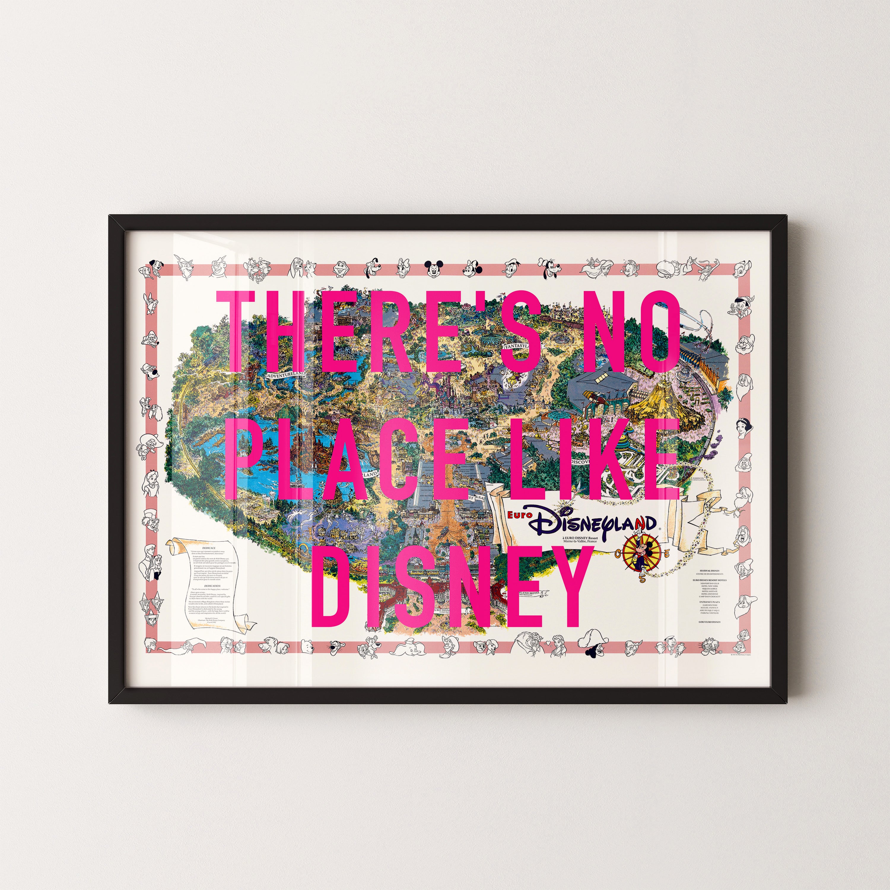 Disneyland Paris Theme Park Pop Art Map Print (landscape)