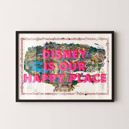 Disneyland Paris Theme Park Pop Art Map Print (landscape)