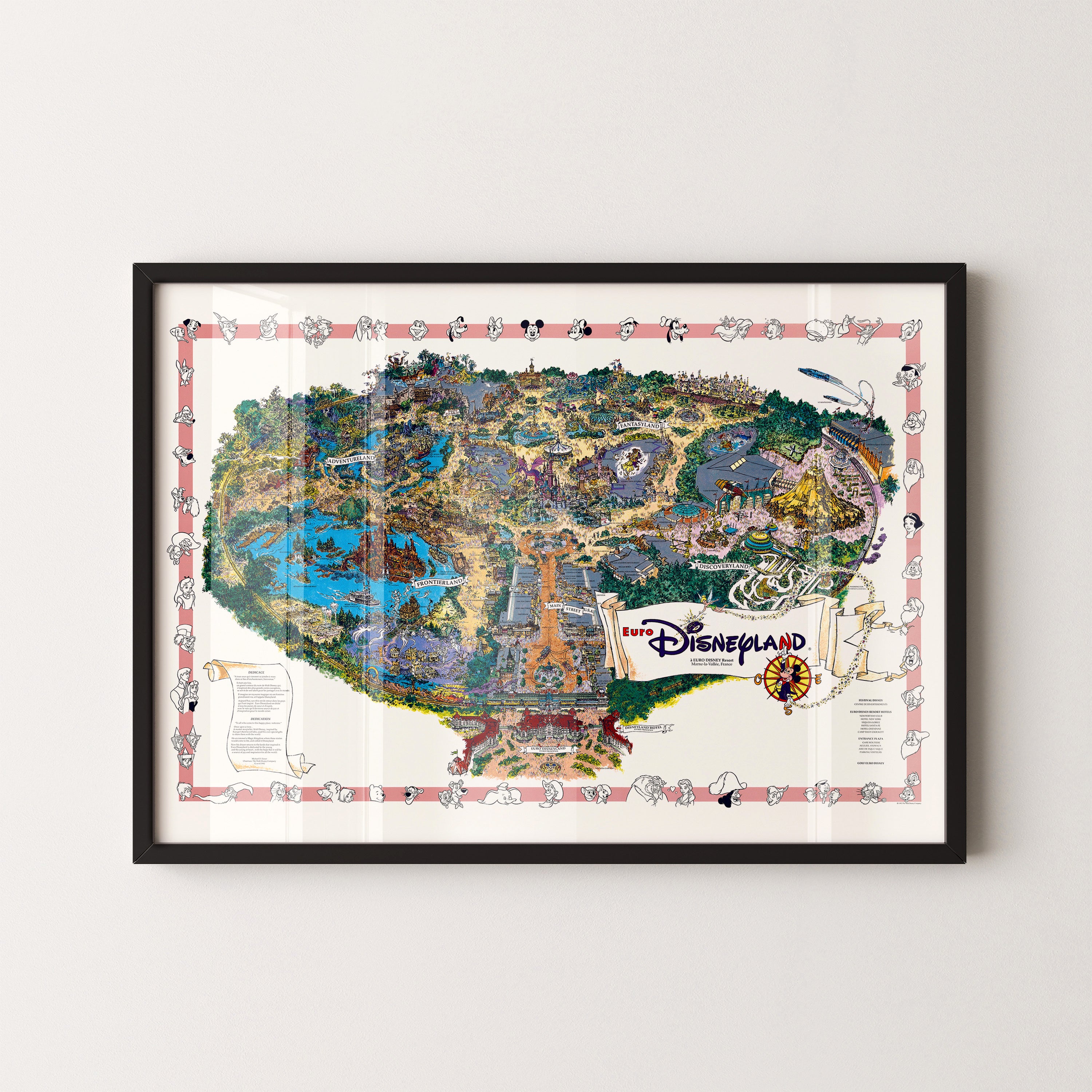 Disneyland Paris Theme Park Pop Art Map Print (landscape)