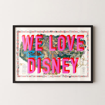 Disneyland Paris Theme Park Pop Art Map Print (landscape)