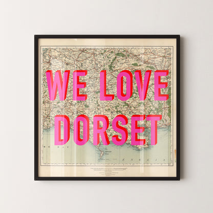 Dorset Pop Art Map Print (square)