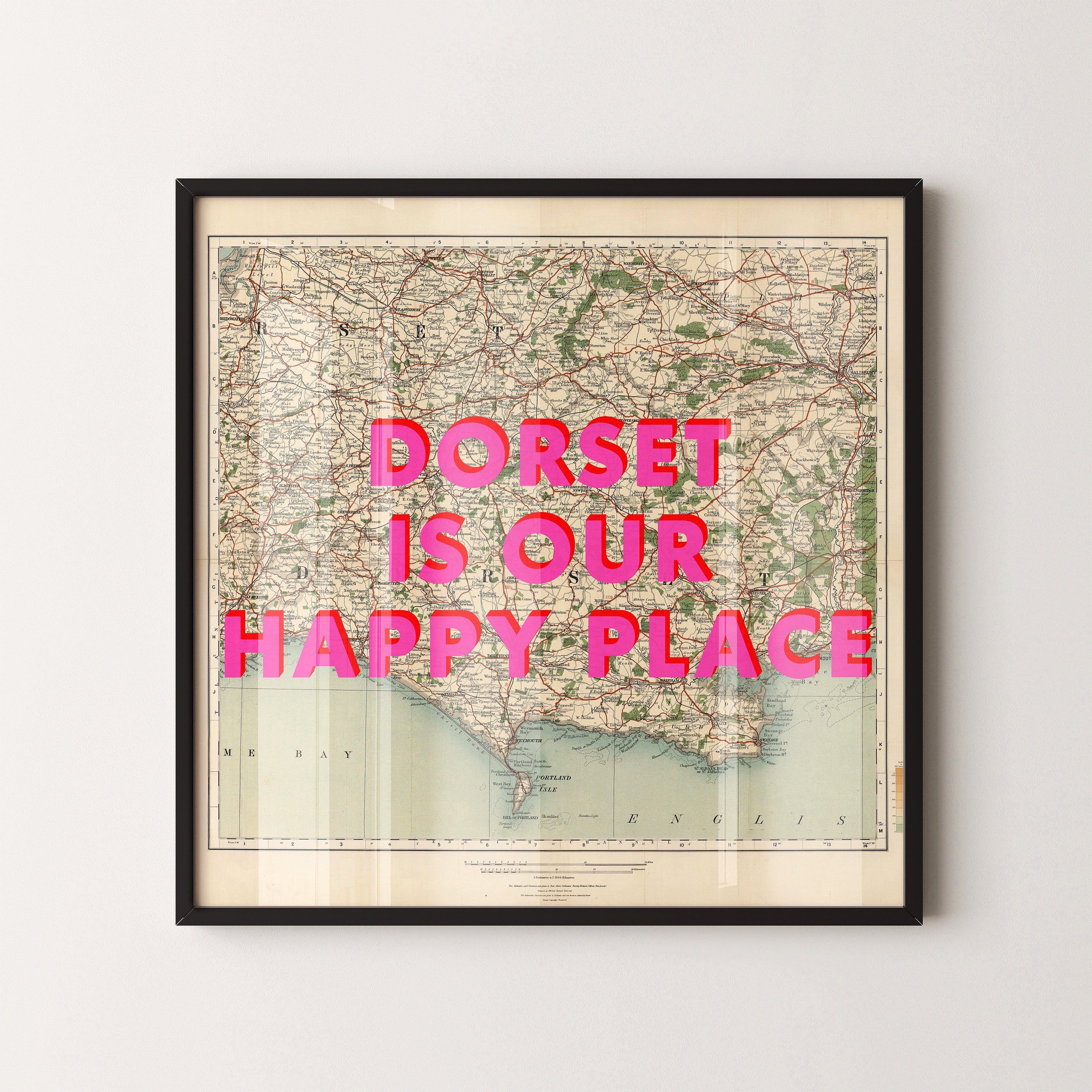 Dorset Pop Art Map Print (square)