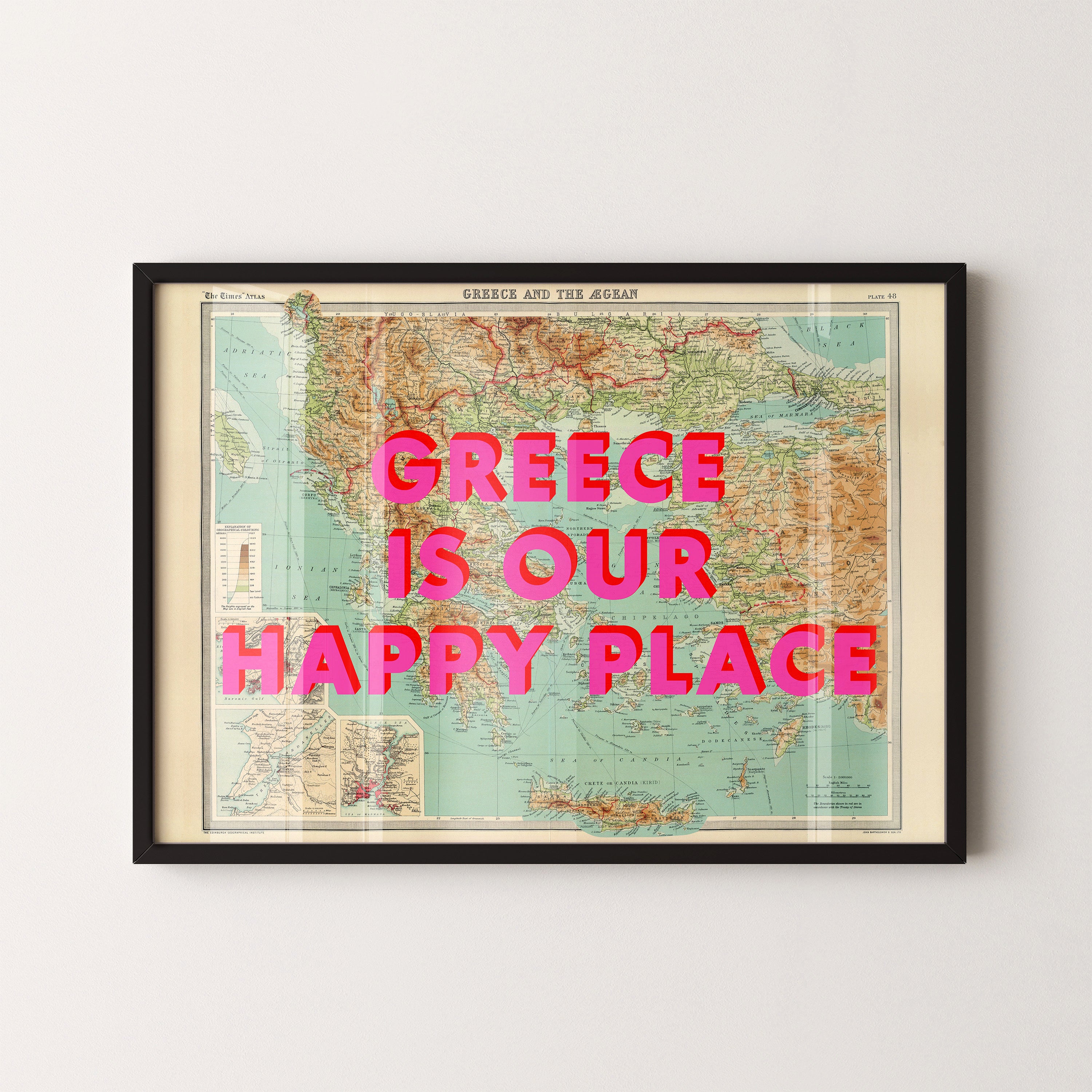 Greece Pop Art Map Print (landscape)