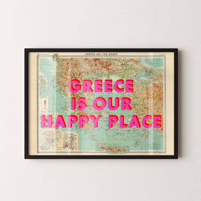 Greece Pop Art Map Print (landscape)