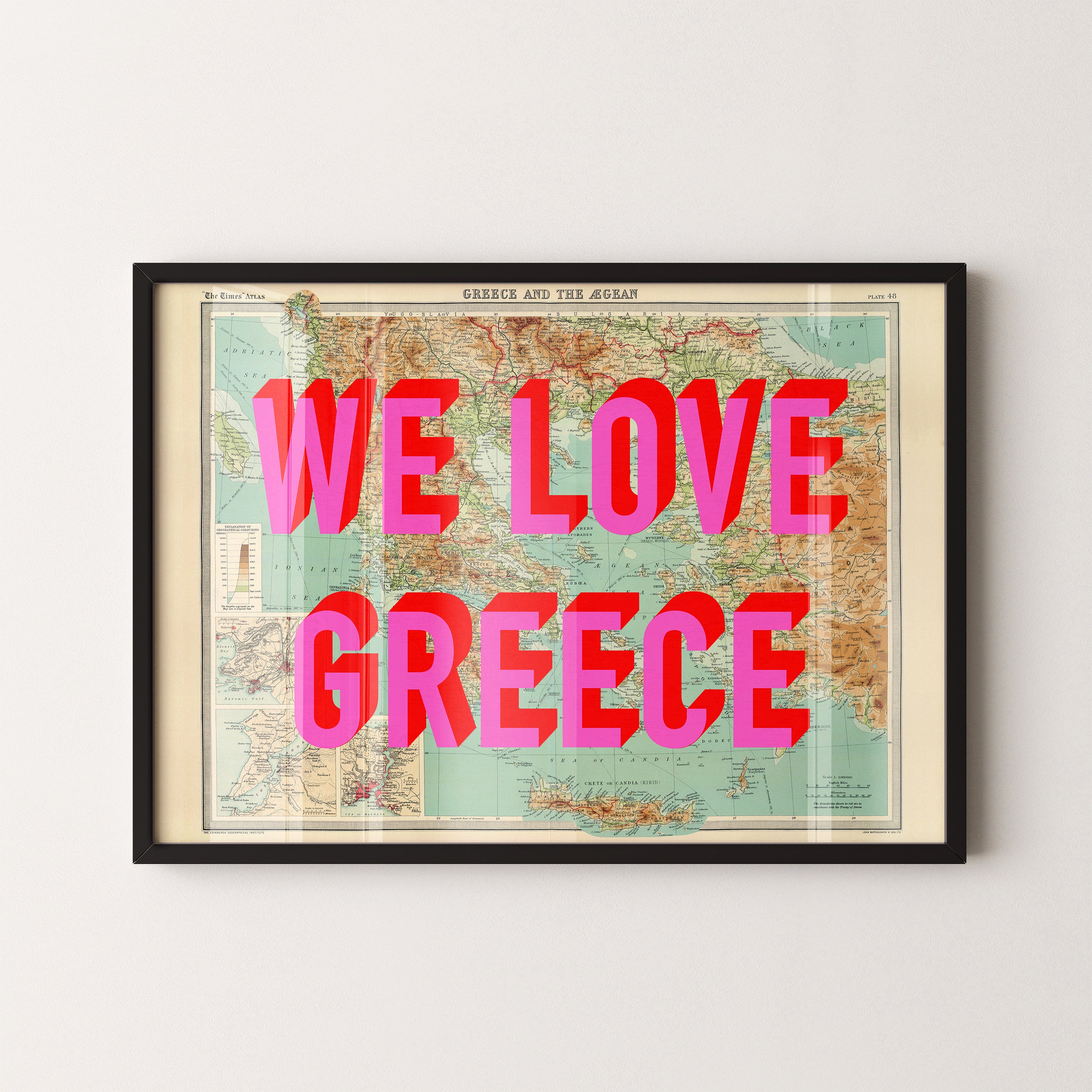 Greece Pop Art Map Print (landscape)