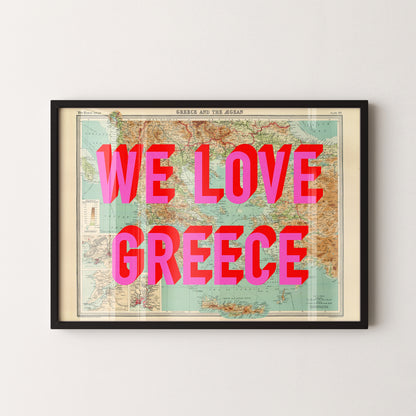 Greece Pop Art Map Print (landscape)