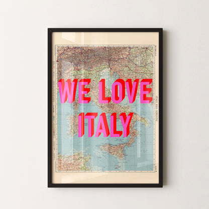 Italy Pop Art Map Print (portrait)