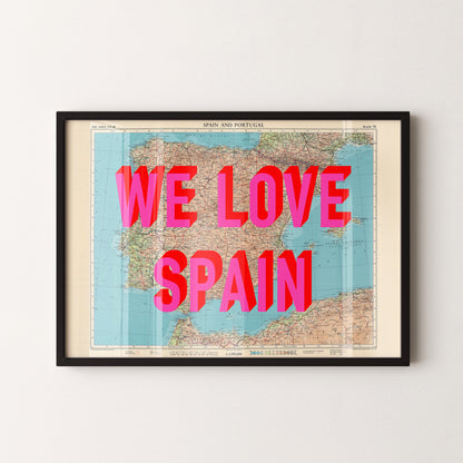 Spain Pop Art Map Print (landscape)