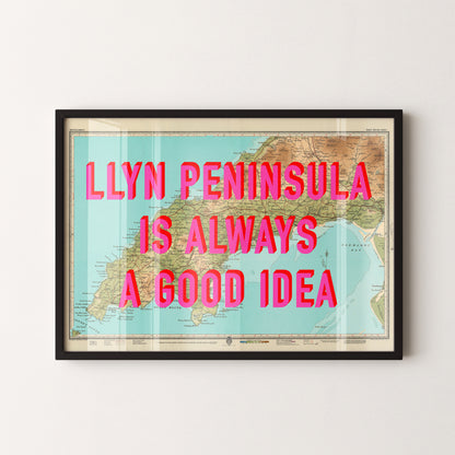 Llyn Peninsula Pop Art Map Print (landscape)