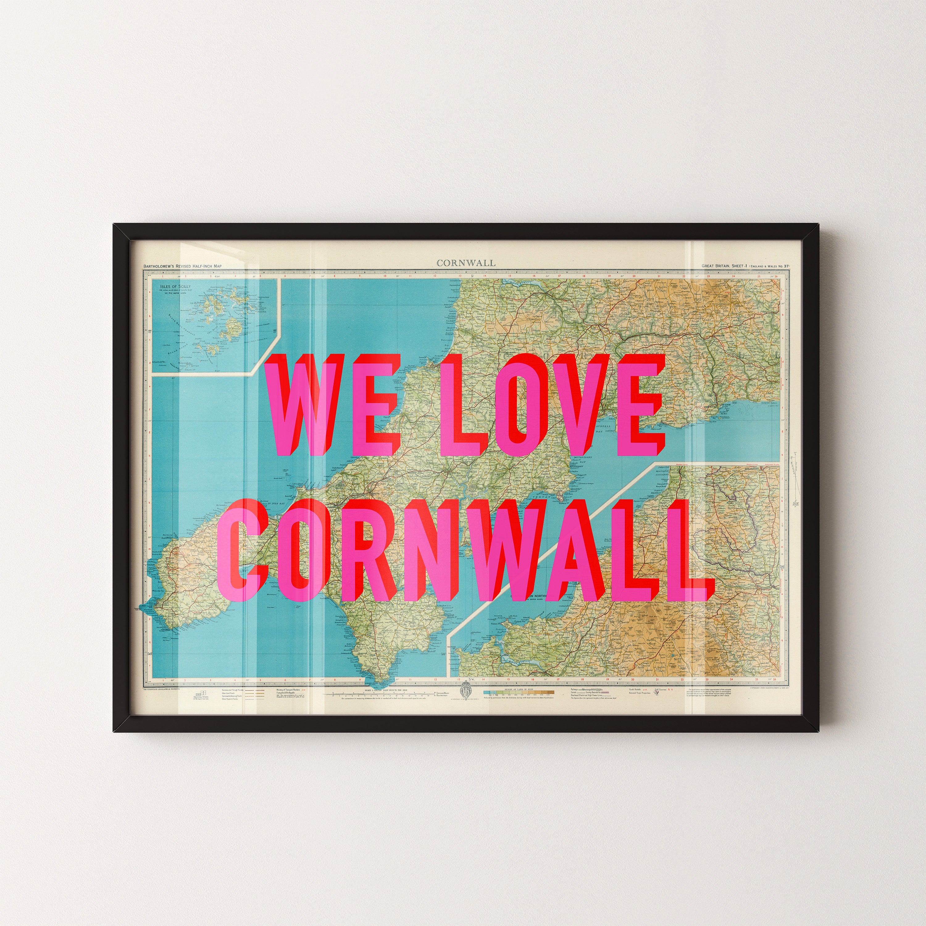 Cornwall Pop Art Map Print (landscape)