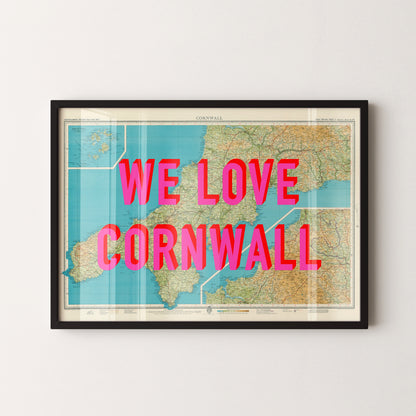 Cornwall Pop Art Map Print (landscape)